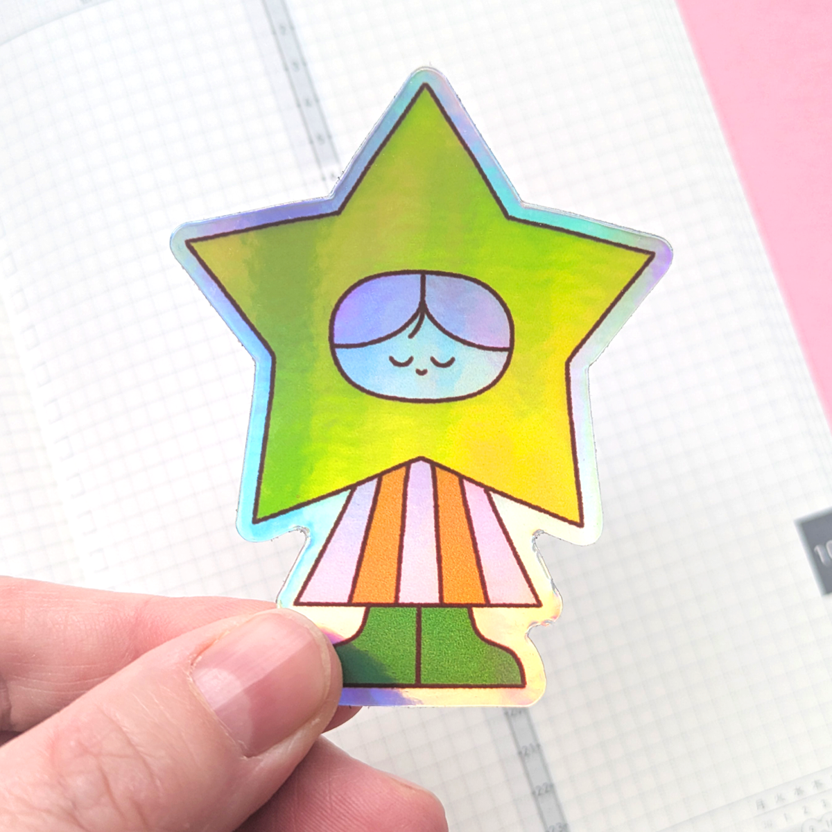 holographic star friend sticker