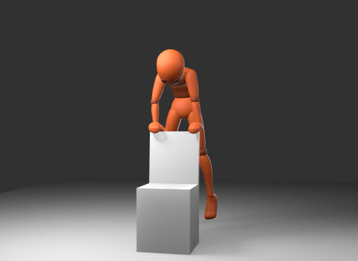 Leap frog to sit animation