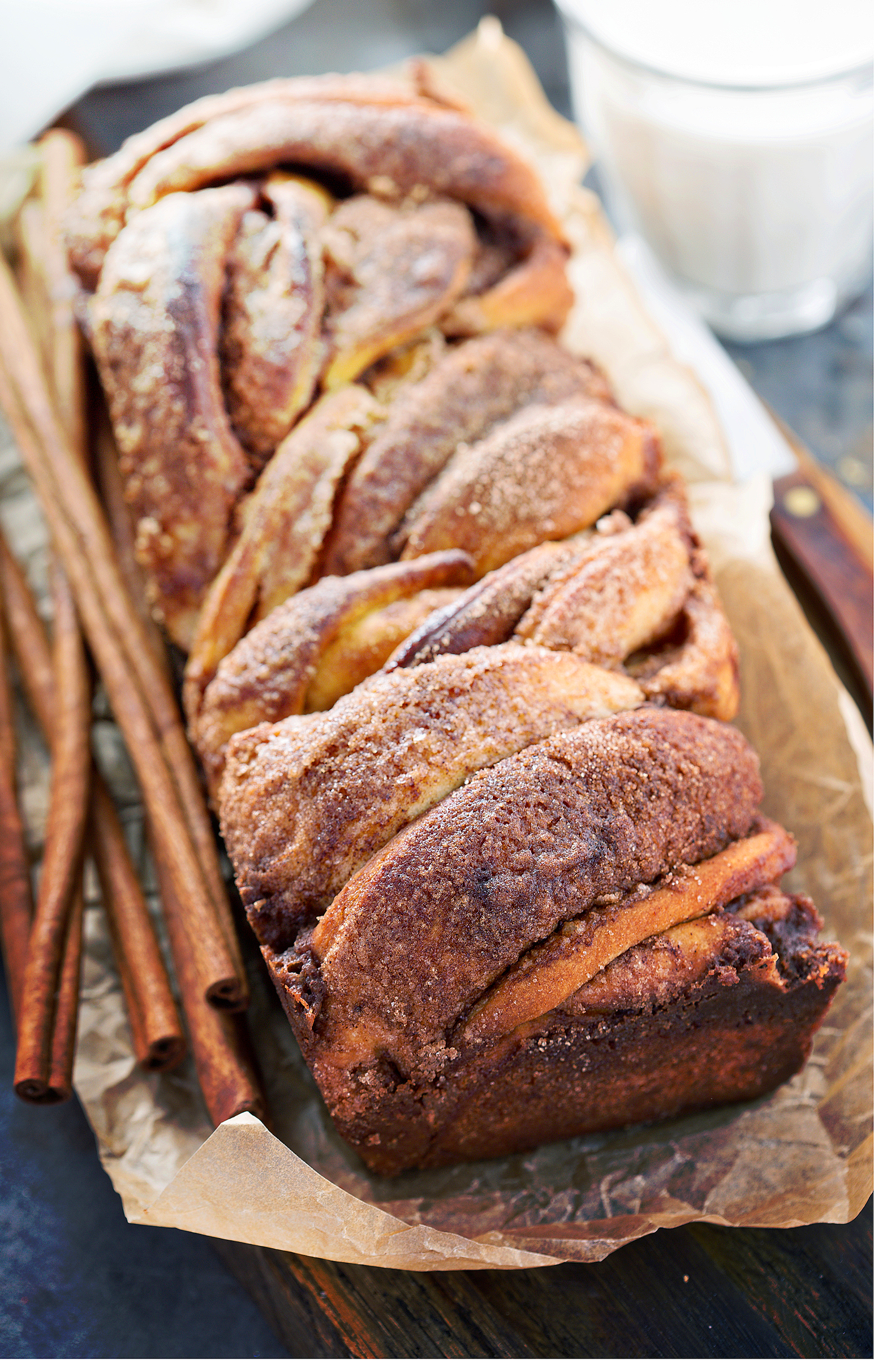 Cinnamon Roll Loaf with Vanilla Glaze