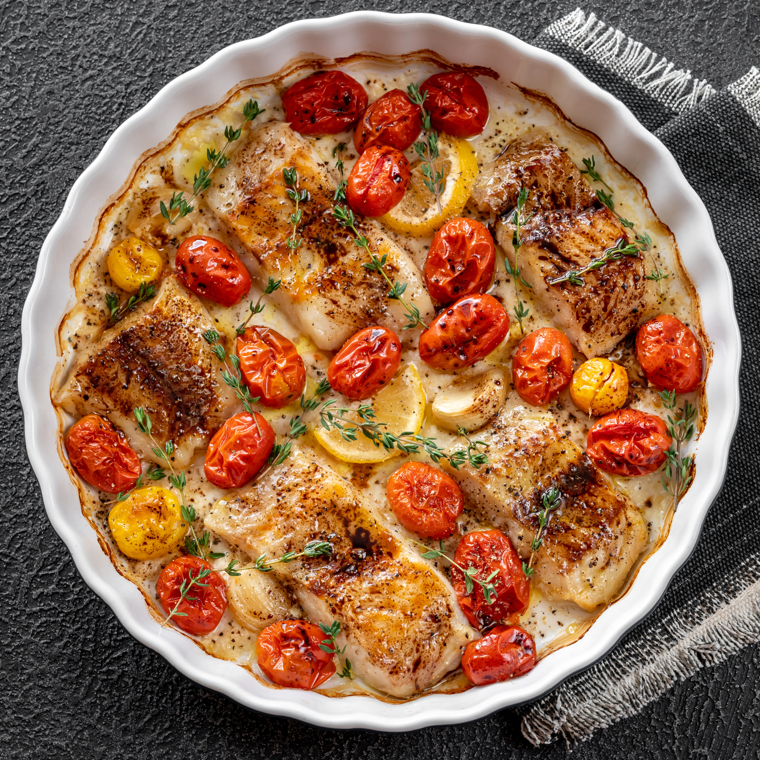 Roasted Cod with Cherry Tomatoes &amp; Olives