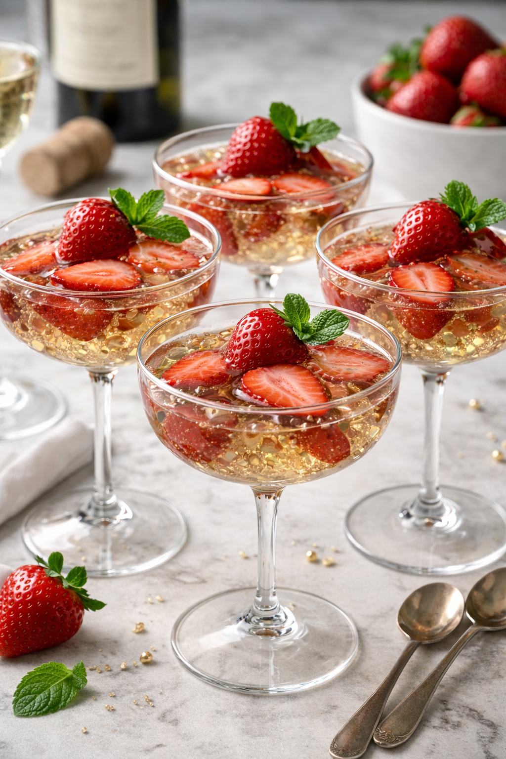 Strawberries in Champagne Jelly