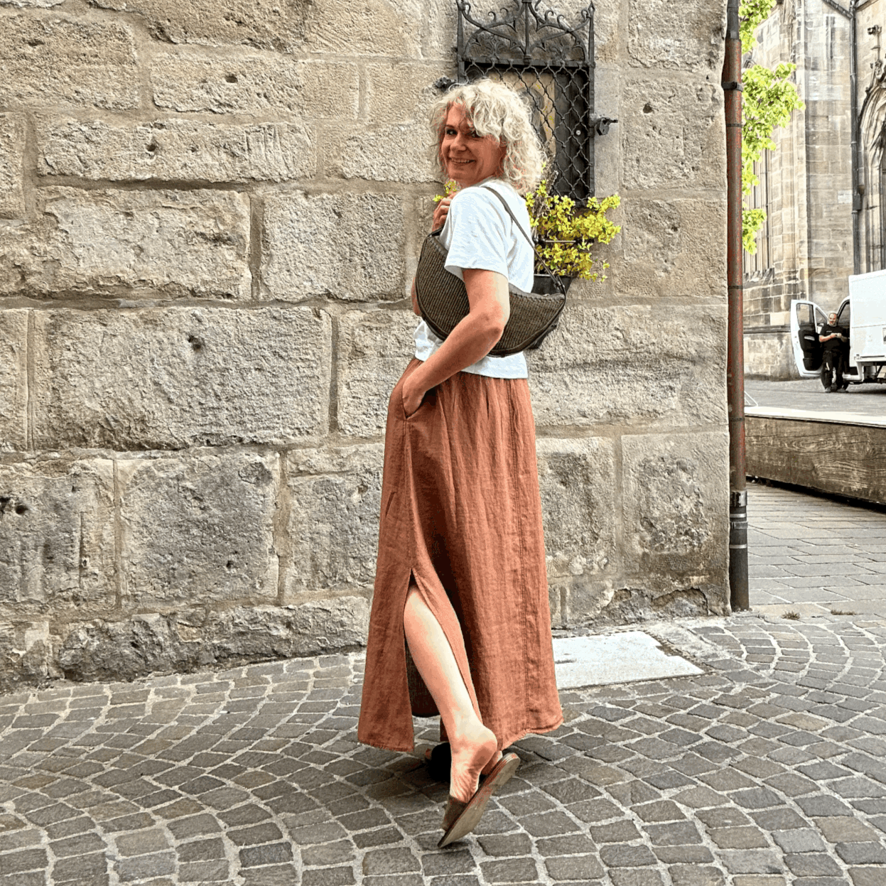 Marc O`Polo - LANGER LEINENROCK A-SHAPE MIT ELASTISCHEM BUND