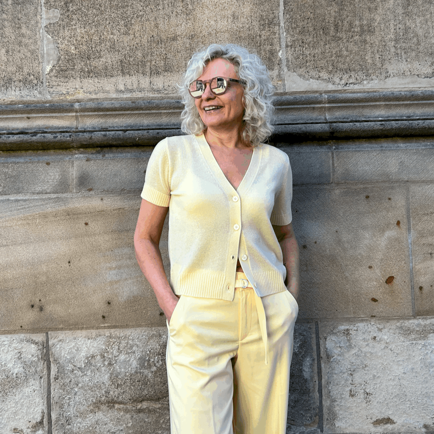 Handemade - Halbarm Strickjacke - Kaschmir Cardigan