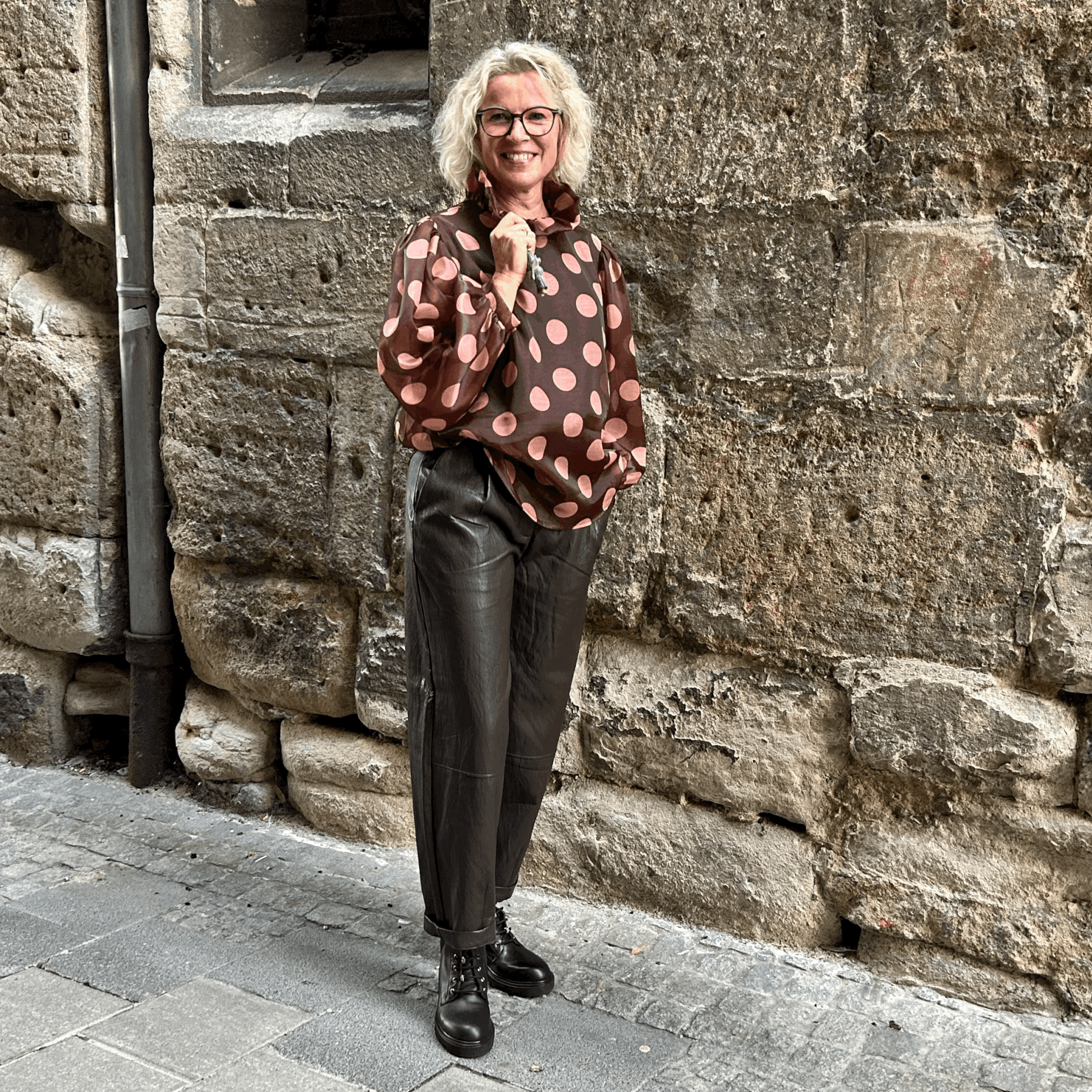 Ana Alcazar -  Punkte-Bluse mit Statement Ärmel - Bluse