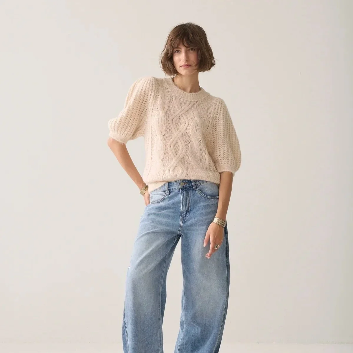 Summum - Kurzer Pullover mit Puffärmeln