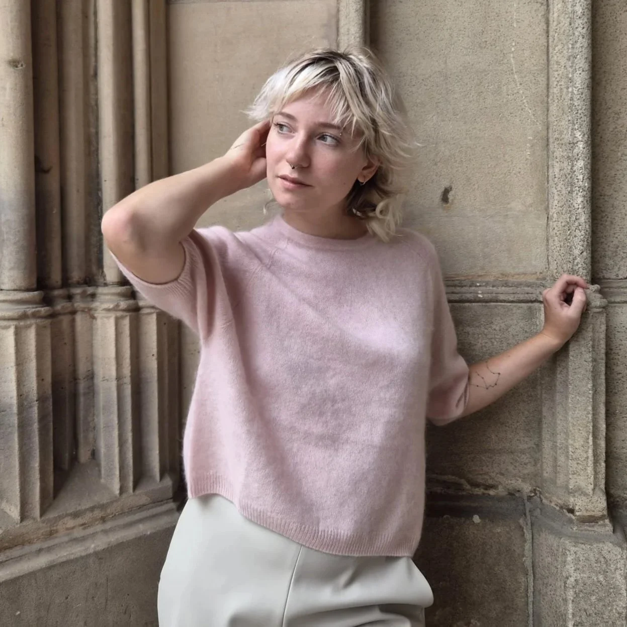 Handmade - Kaschmir Pullover - Kaschmir-Halbarm-Pulli