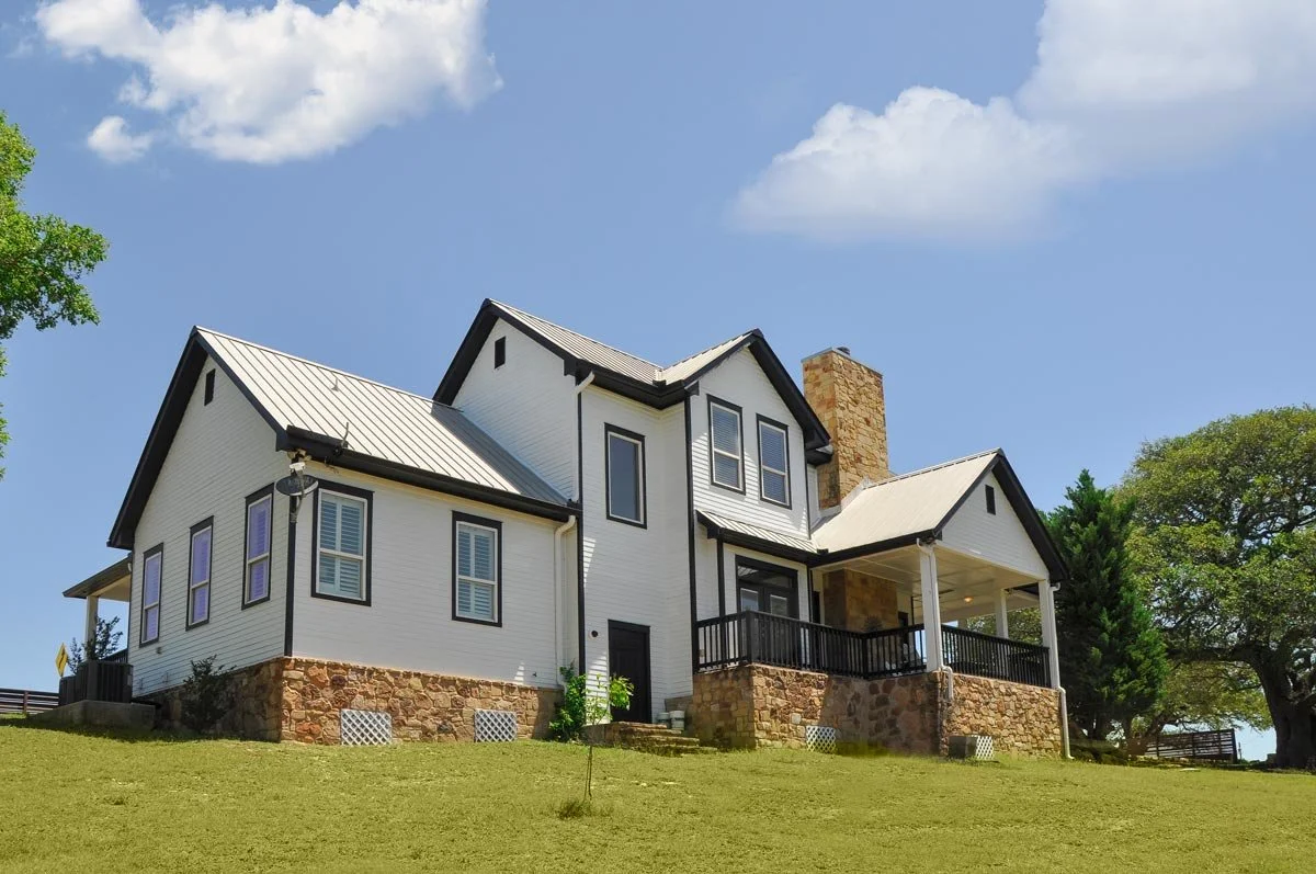 side view of the luxury house rental at the blanco river resort in blanco, Texas