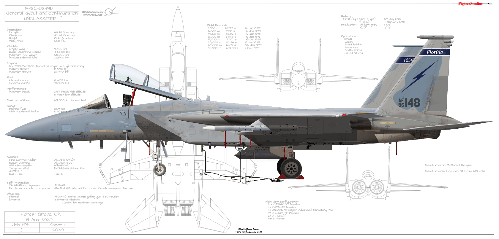 F-15C Eagle 159 FS "Boxin Gators" 125 FW Jacksonville IAP Florida Air National Guard Print