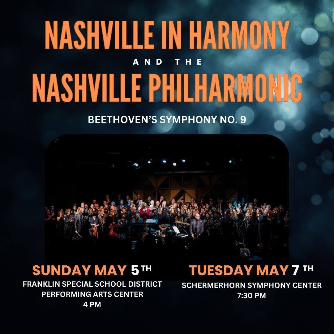 You won't want to miss this upcoming performance with @nashvilleinharmony with the @nshphilharmonic for two shows this coming May. Visit the calendar link in our bio for details and ticketing information.