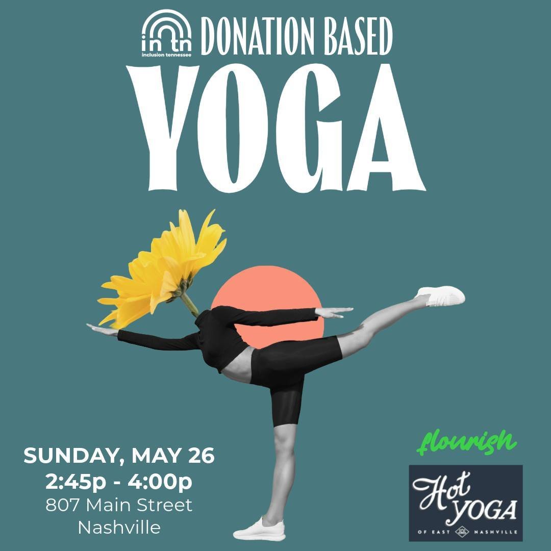 Join us on Sunday, May 26th at 2:45pm for donation based yoga with our friends at @hotyogaeastnashville. Experience the joy of movement in a space designed for our community. Grab a ticket here at the link in our bio. 

#Flourish #LGBTQ #CommunityYog