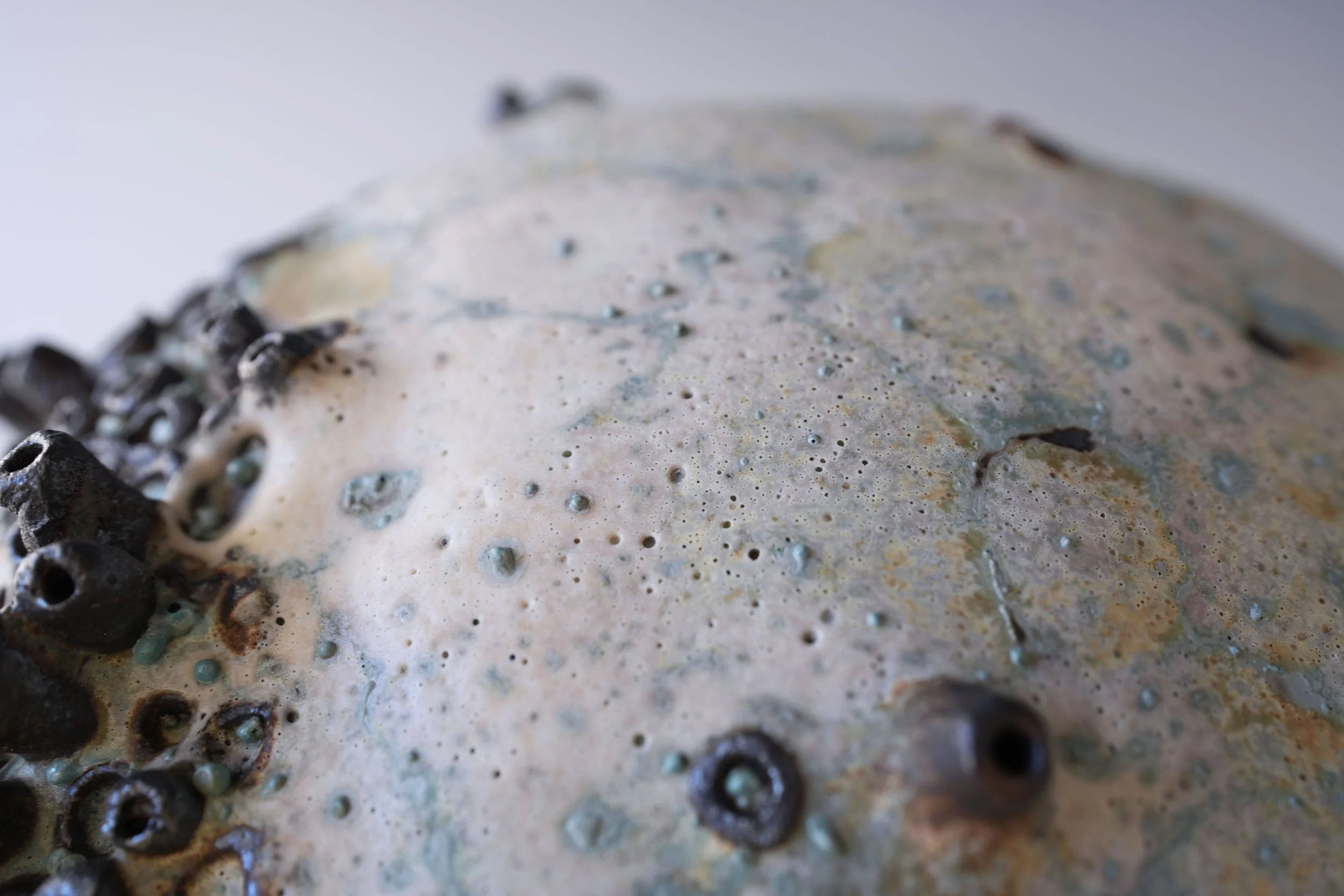 artistic handmade ceramic vase with organic pattern