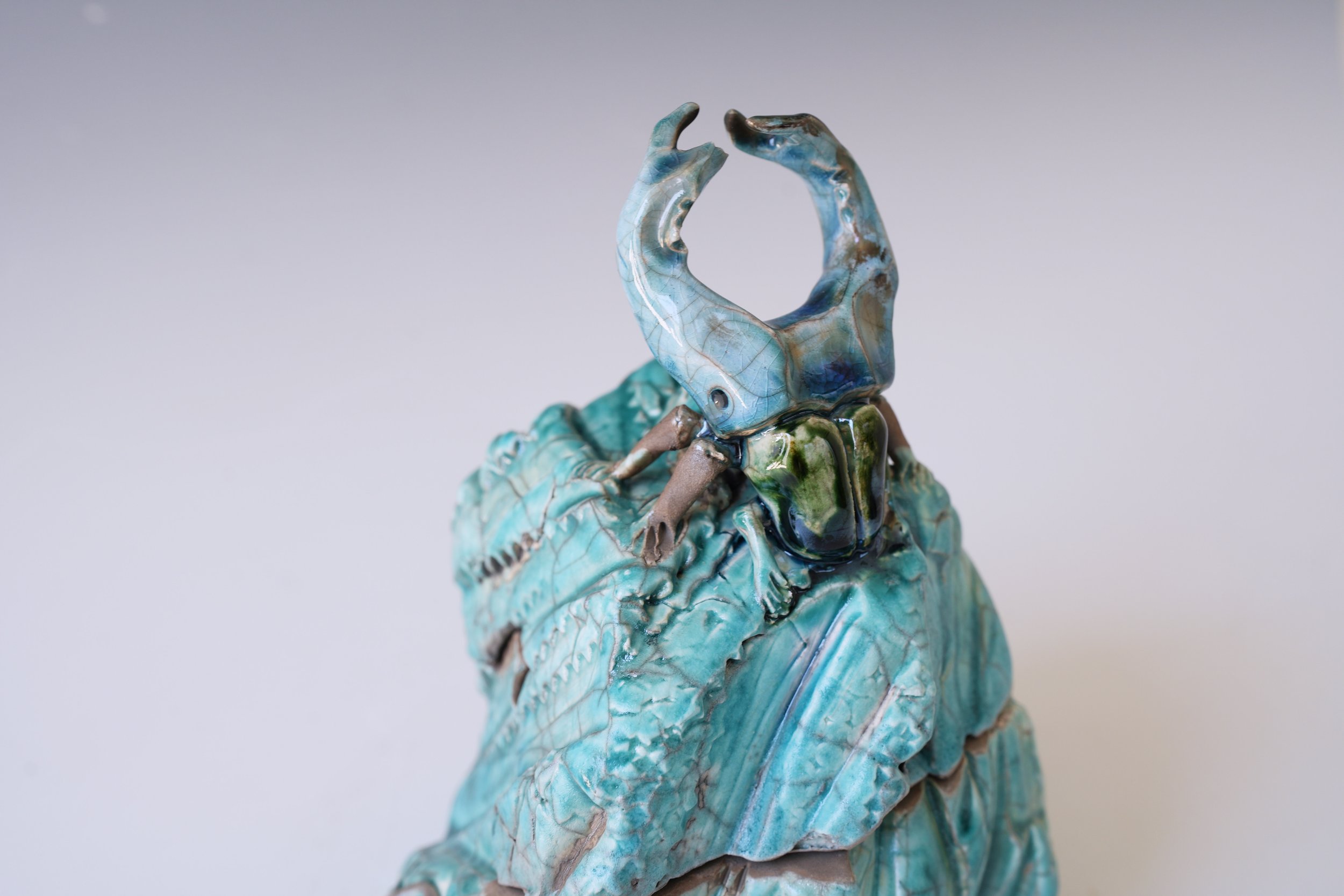 "Frozen in Mosslight” Kuri-Niku Jar, Raku Firing