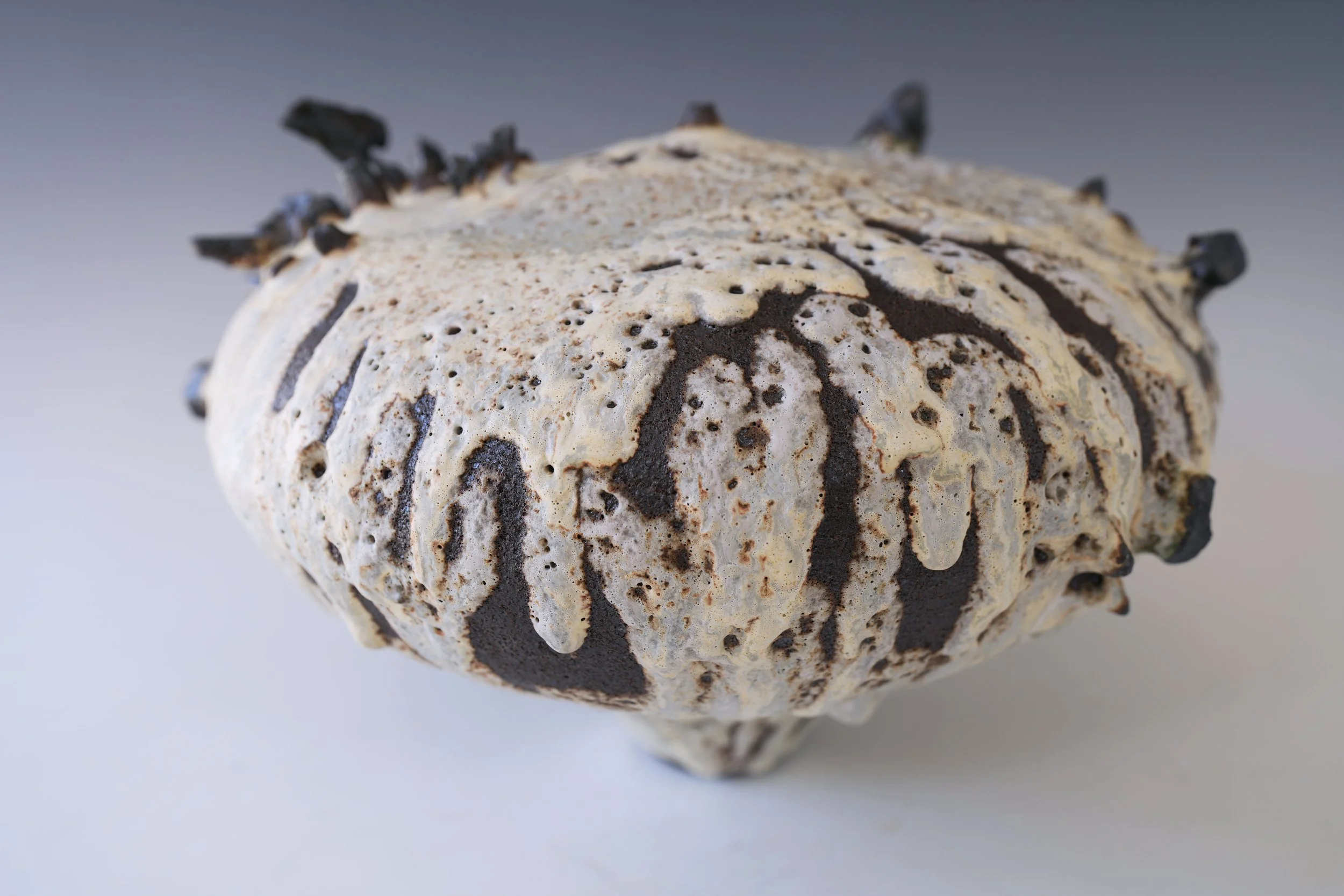 artistic porcelain vase with crater surface design