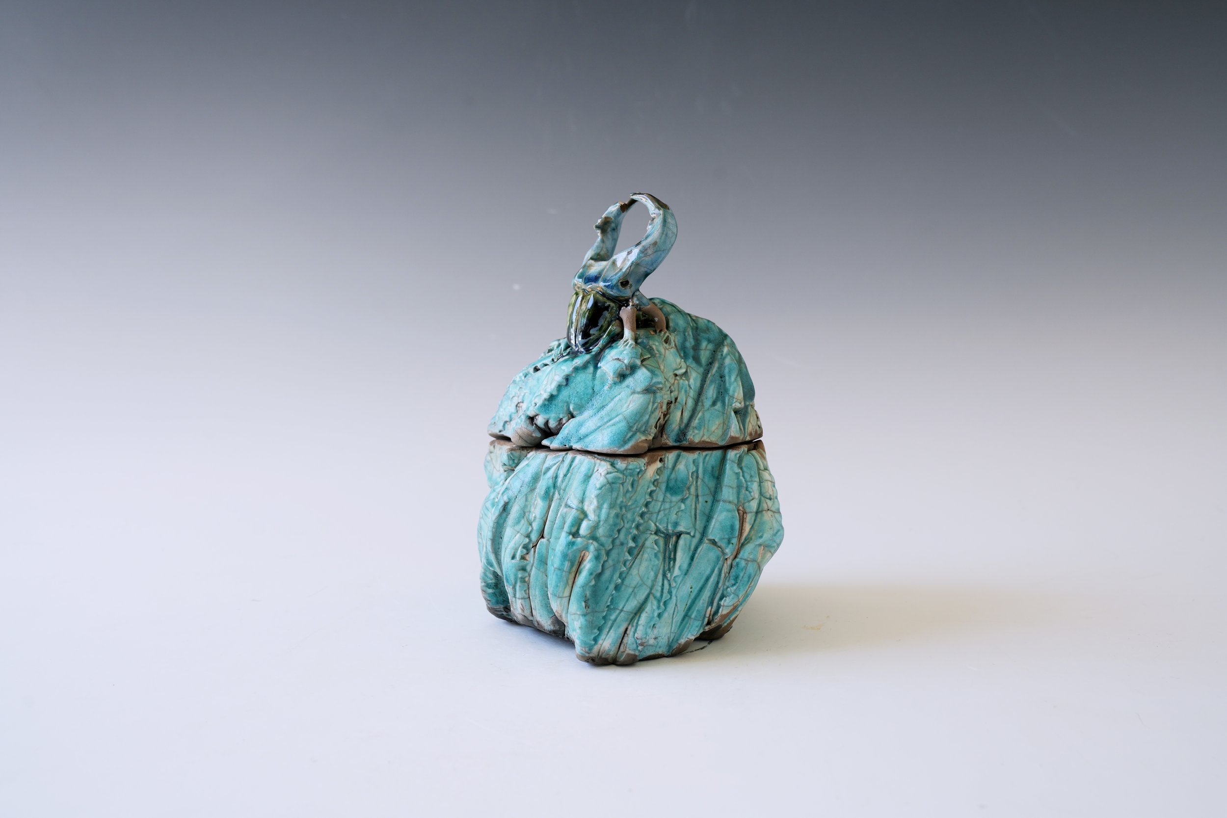 "Frozen in Mosslight” Kuri-Niku Jar, Raku Firing