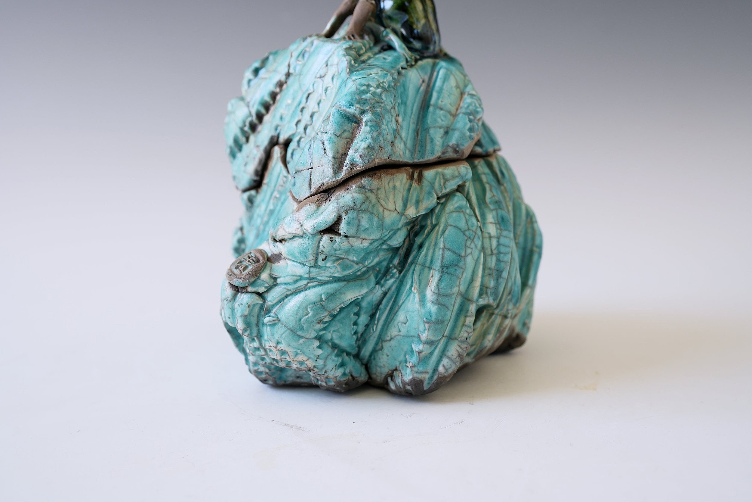 "Frozen in Mosslight” Kuri-Niku Jar, Raku Firing