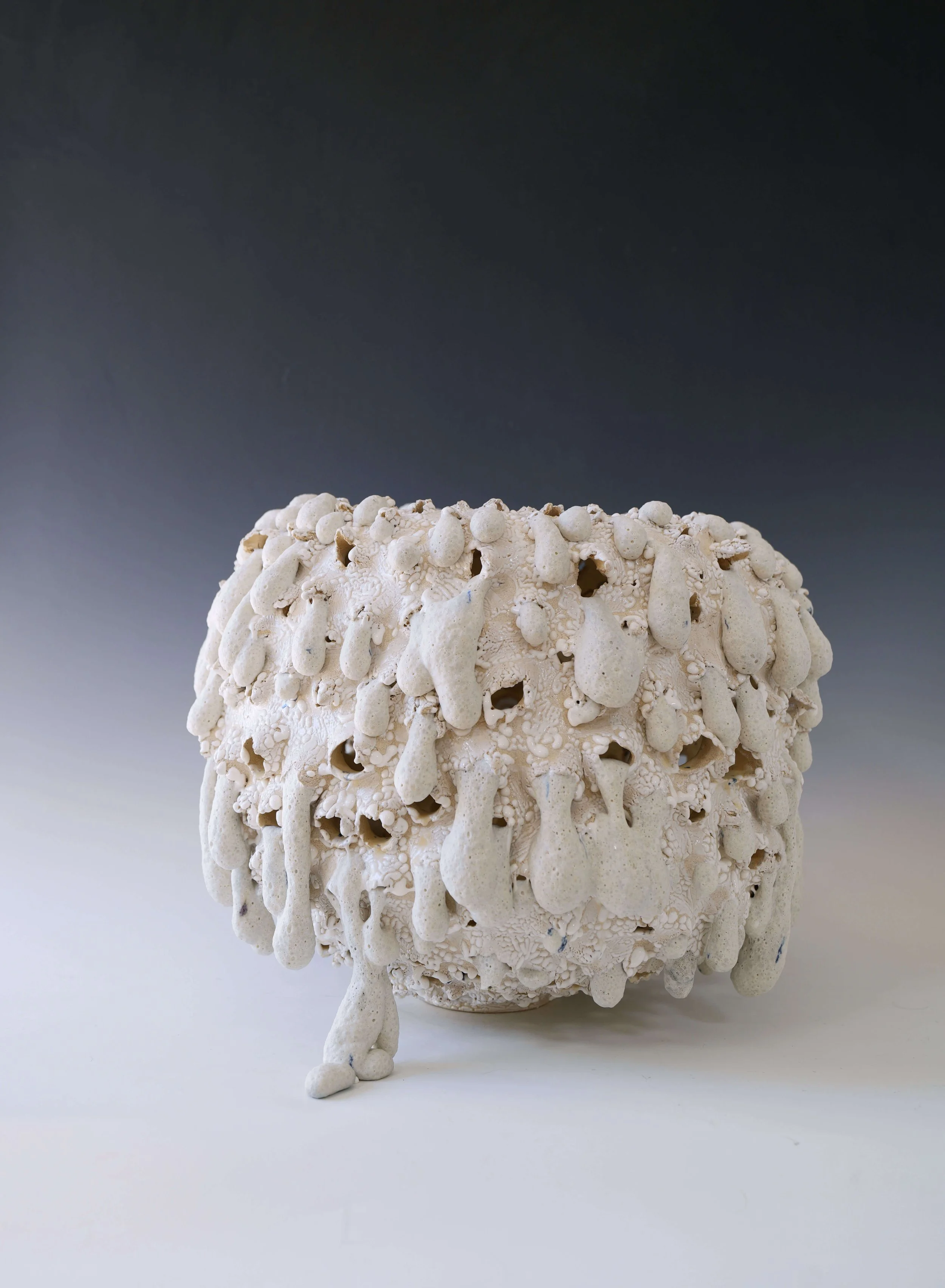 artistic porcelain moon jar with natural stone-like glaze