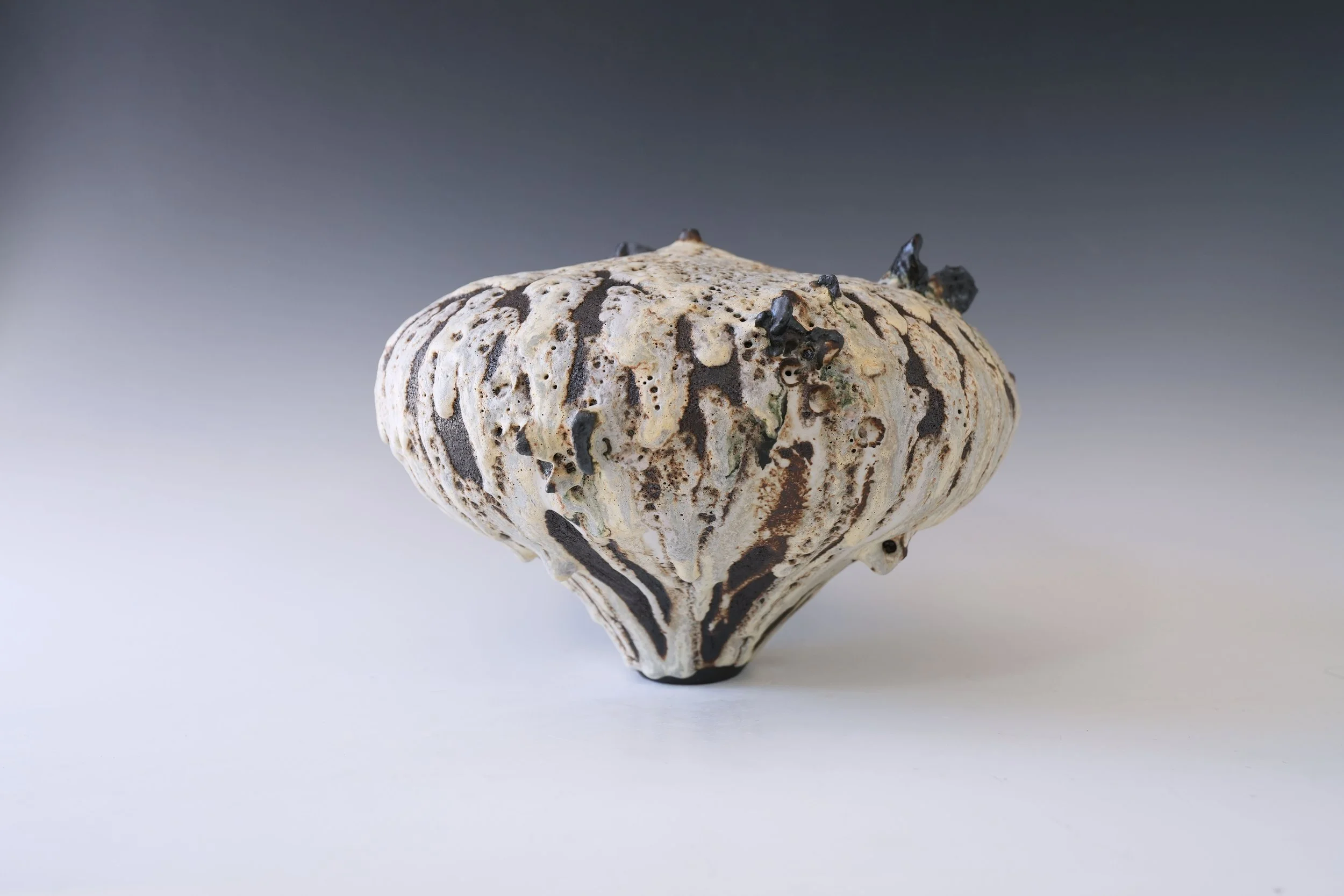 sculptural ceramic moon jar decorative art piece