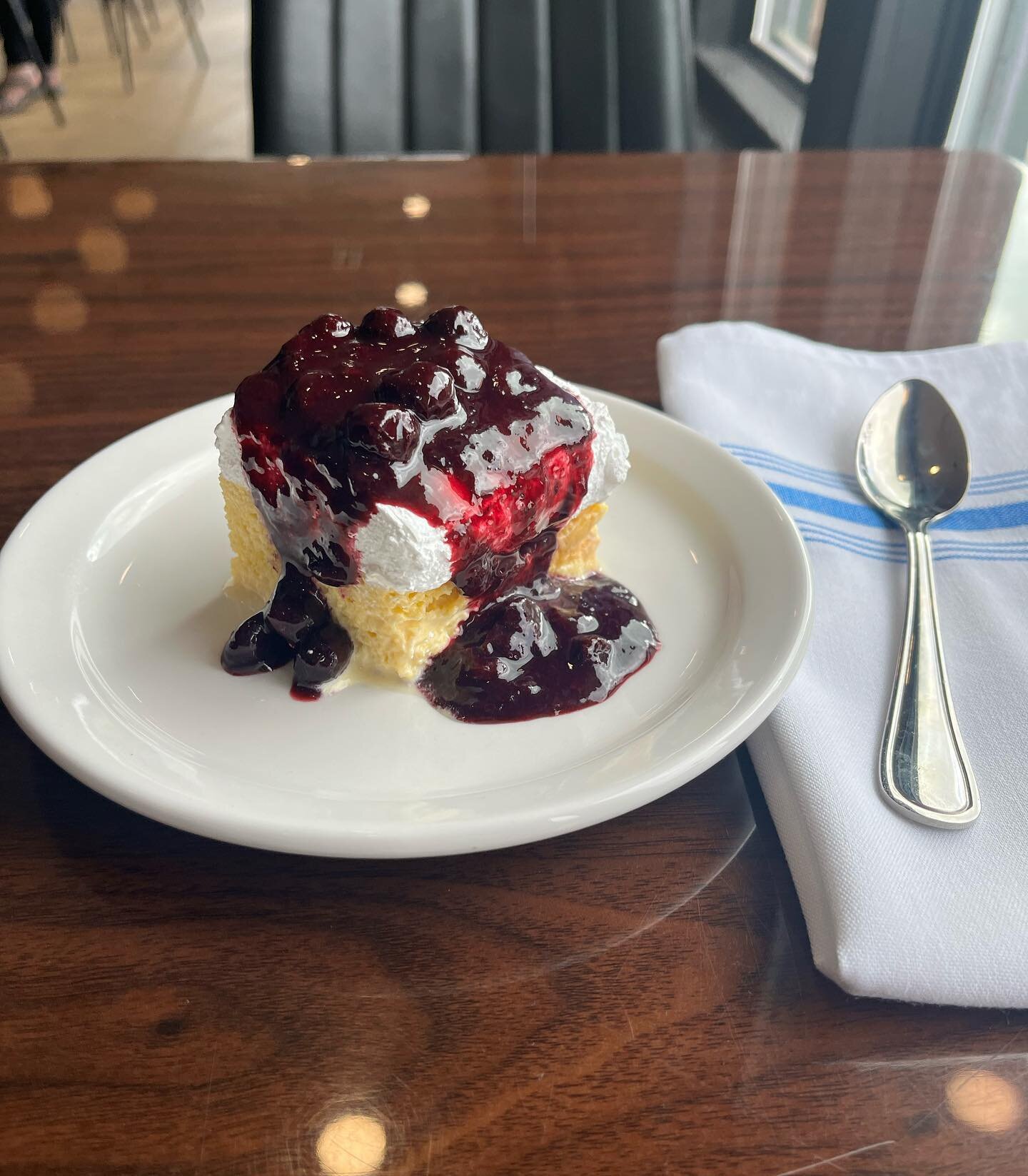 While we take a break from our Basque Cheesecake, this Tres Leches cake with our homemade blueberry compote is to die for!! Stop by this weekend to try one!