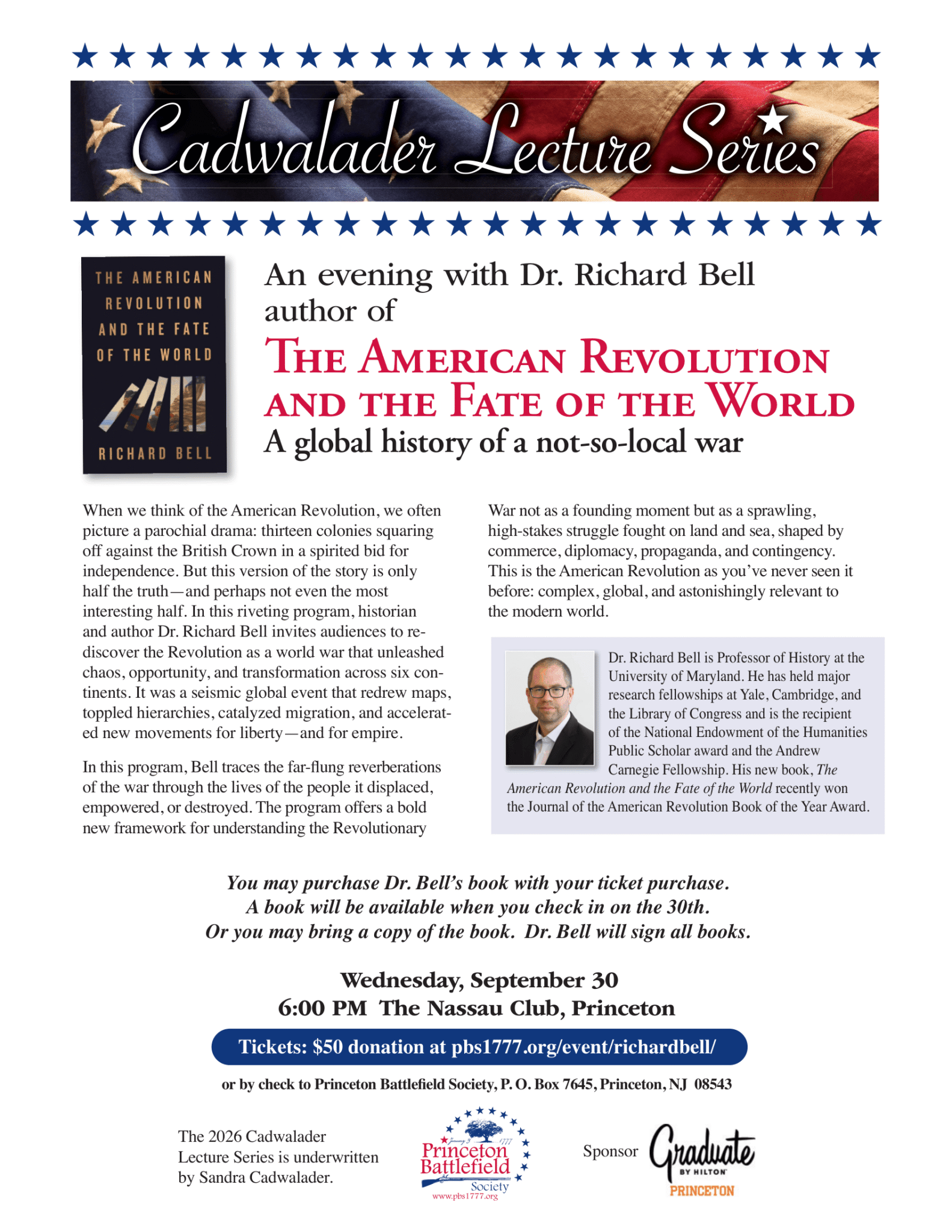 Cadwalader Lecture Series with Richard Bell, author of The American Revolution and the Fate of the World