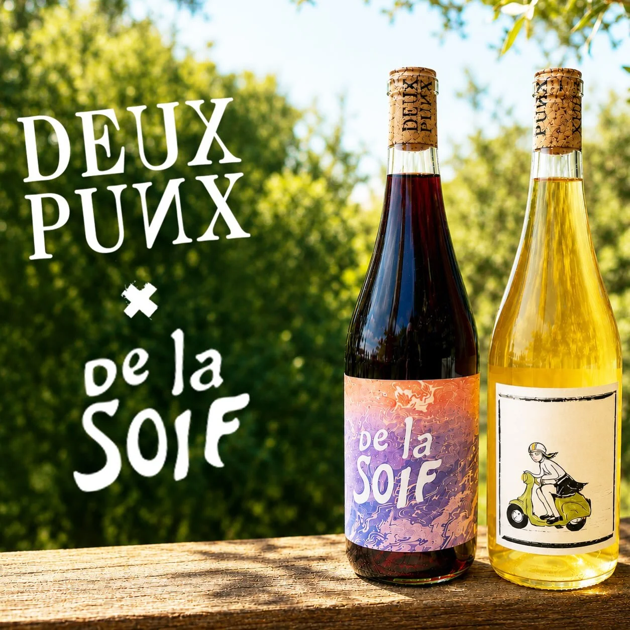 Two new wines from Deux Punx / De la Soif to help beat this summer heat. 

The 2025 De la Soif Red is everything we want to drink when it&rsquo;s warm out. Fresh, juicy, and dangerously crushable, a blend of Carignan and Pinot Noir.

The 2025 Deux Pu