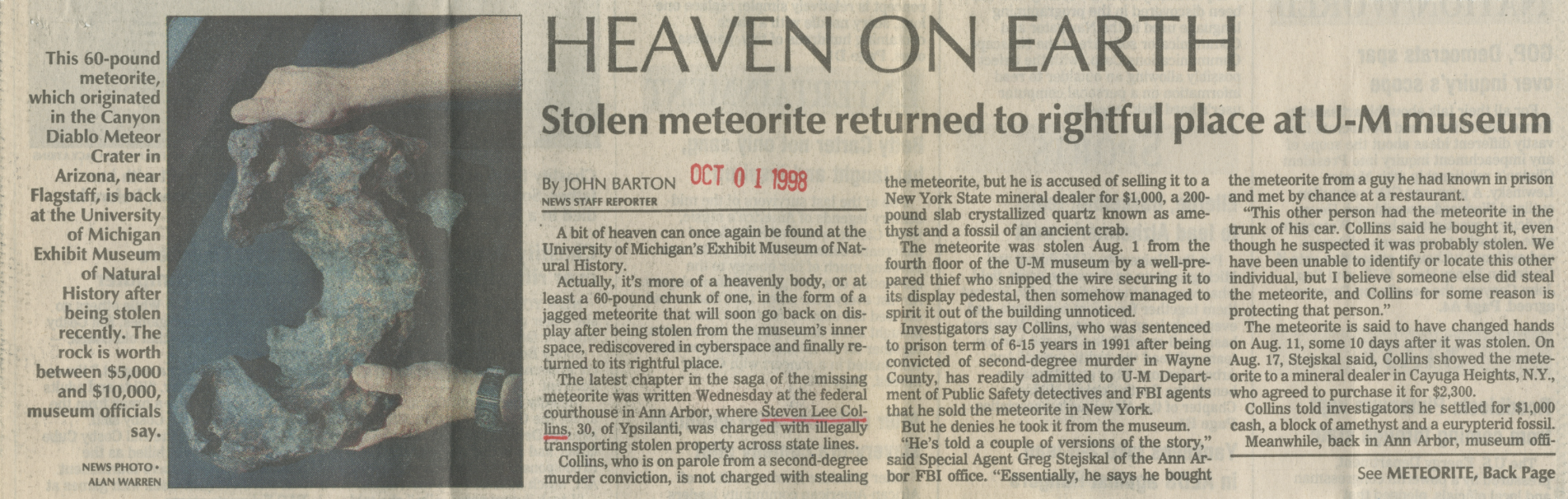 The Meteorite Heist of 1998