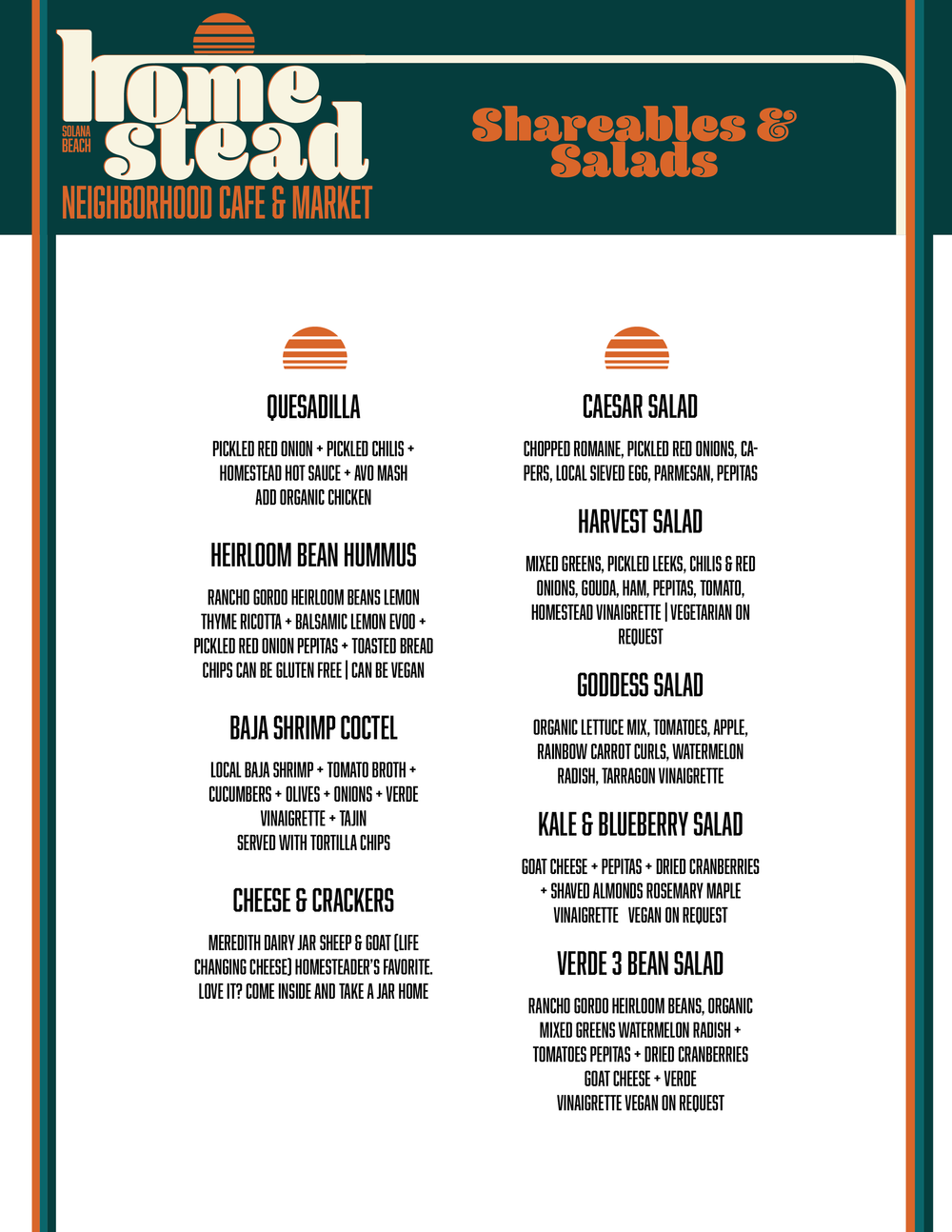 Menu Homestead