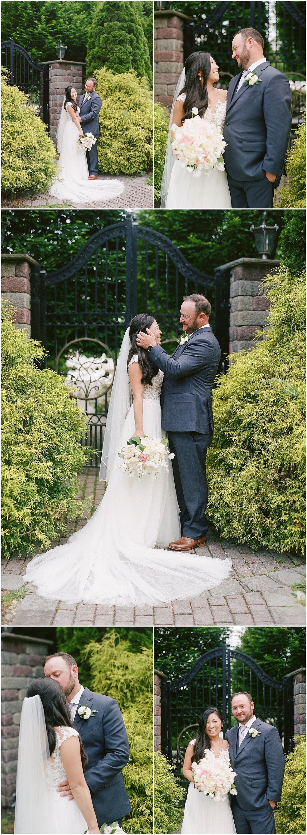 new jersey outdoor wedding, Monmouth University Wilson Hall, natural light photographer, film photographer, beautiful bride and groom portraits