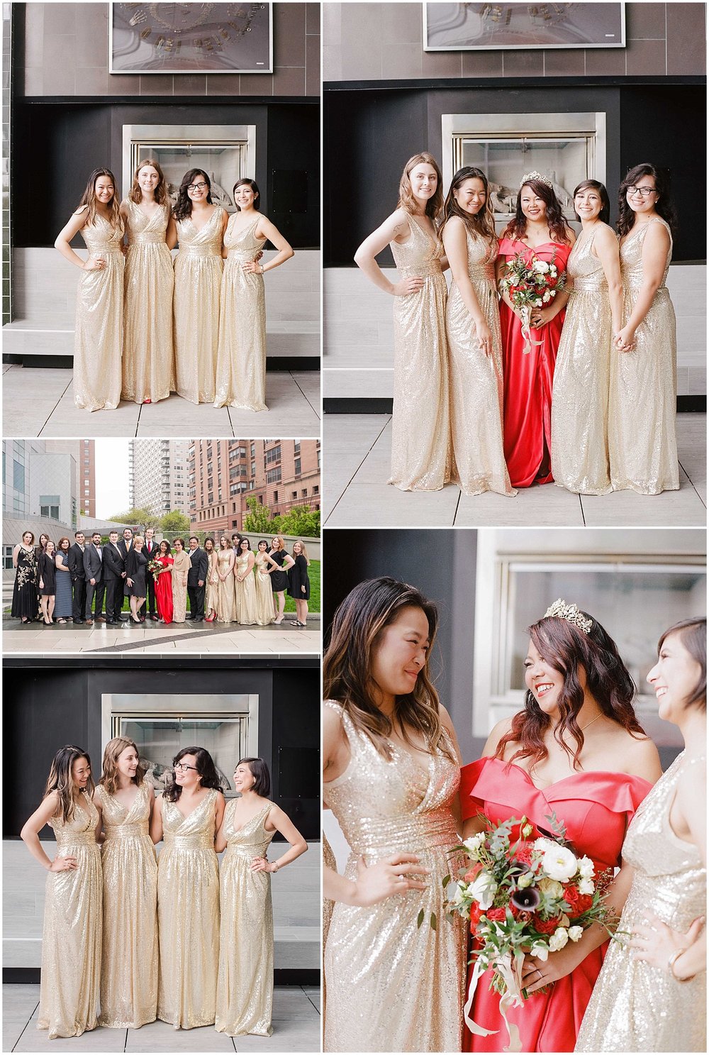 bridal party photos at an intimate wedding in hoboken new jersey at the W Hotel
