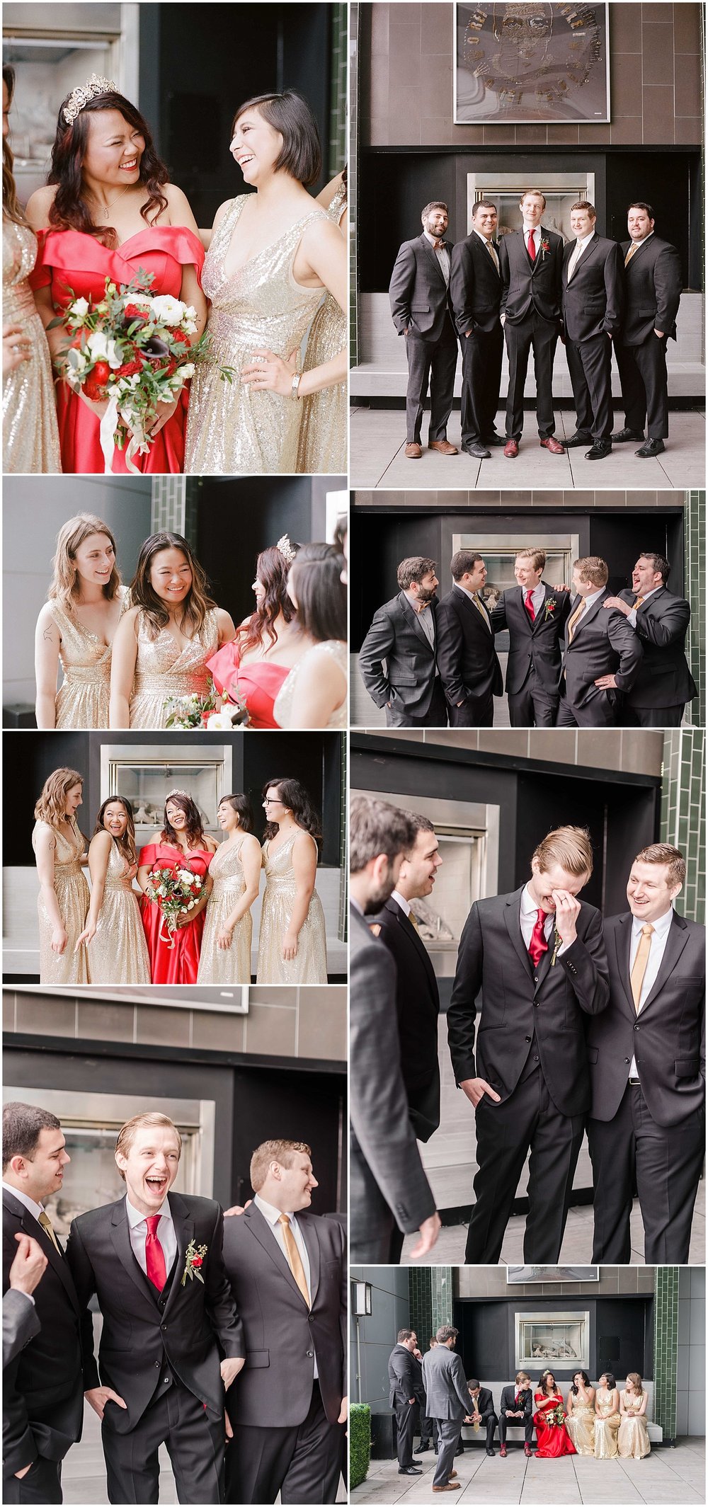 bridal party photos at an intimate wedding in hoboken new jersey at the W Hotel
