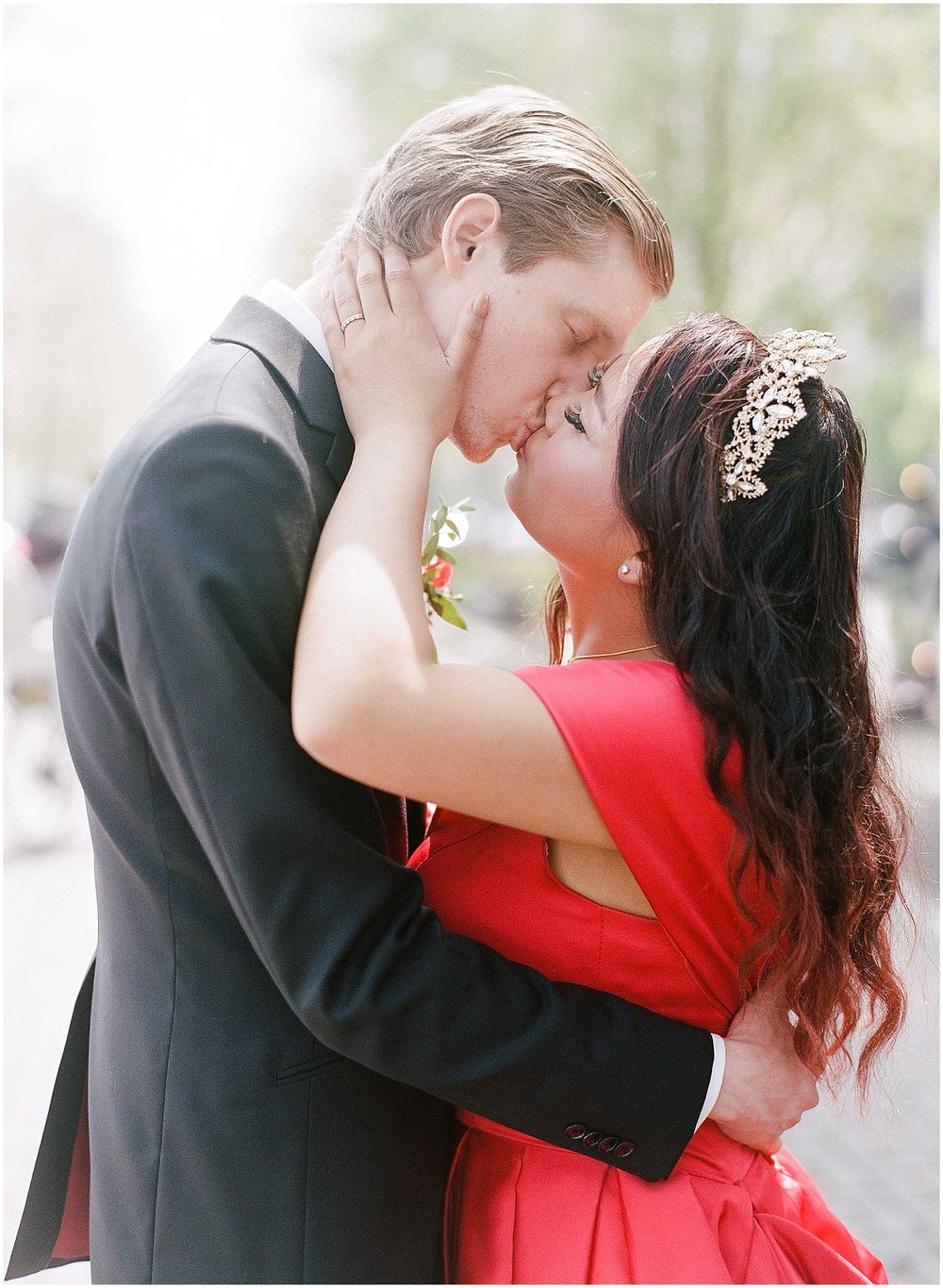 bride and groom portraits at their intimate wedding in hoboken new jersey at the W Hotel