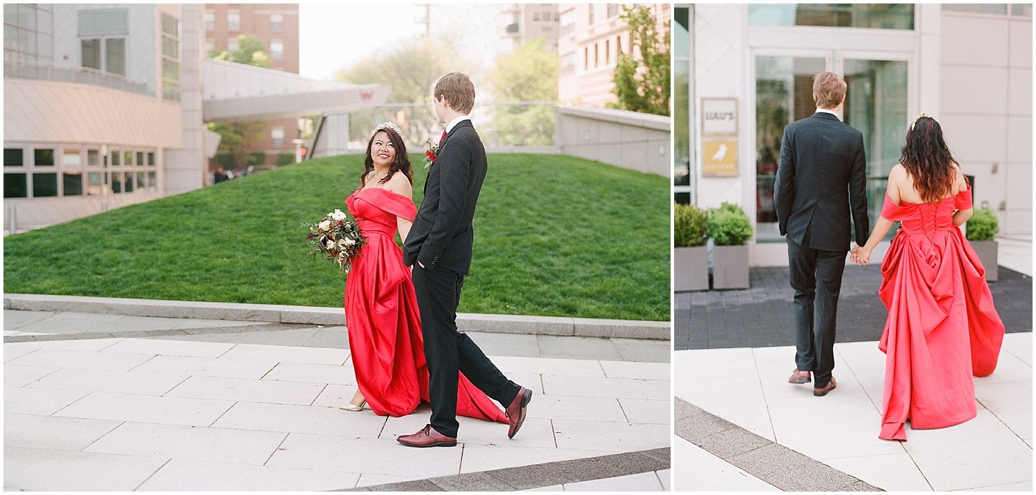 bride and groom portraits at their intimate wedding in hoboken new jersey at the W Hotel