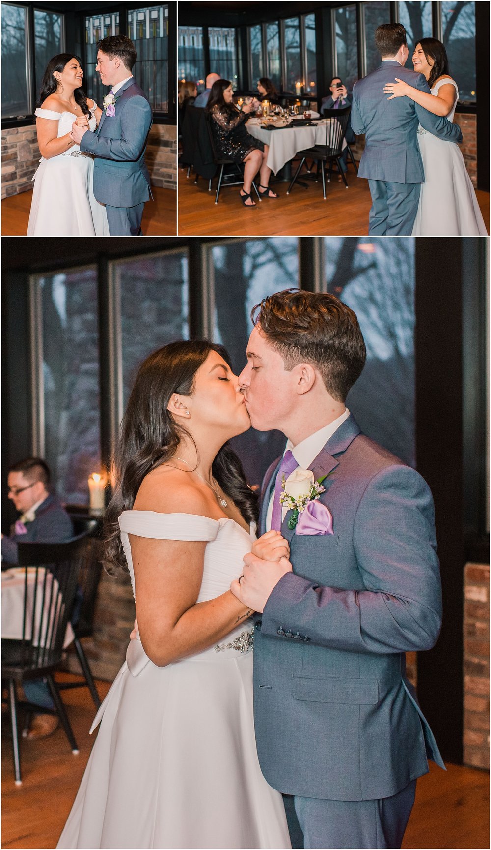 bride and groom sharing their first dance as husband and wife for their intimate wedding ceremony in the mountains of New Jersey, elopement