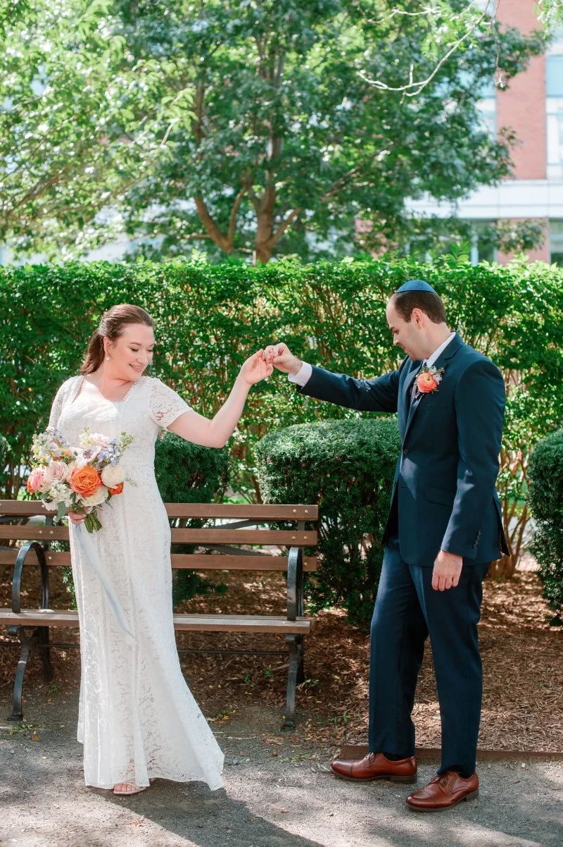 bride and groom first look photos outdoors 