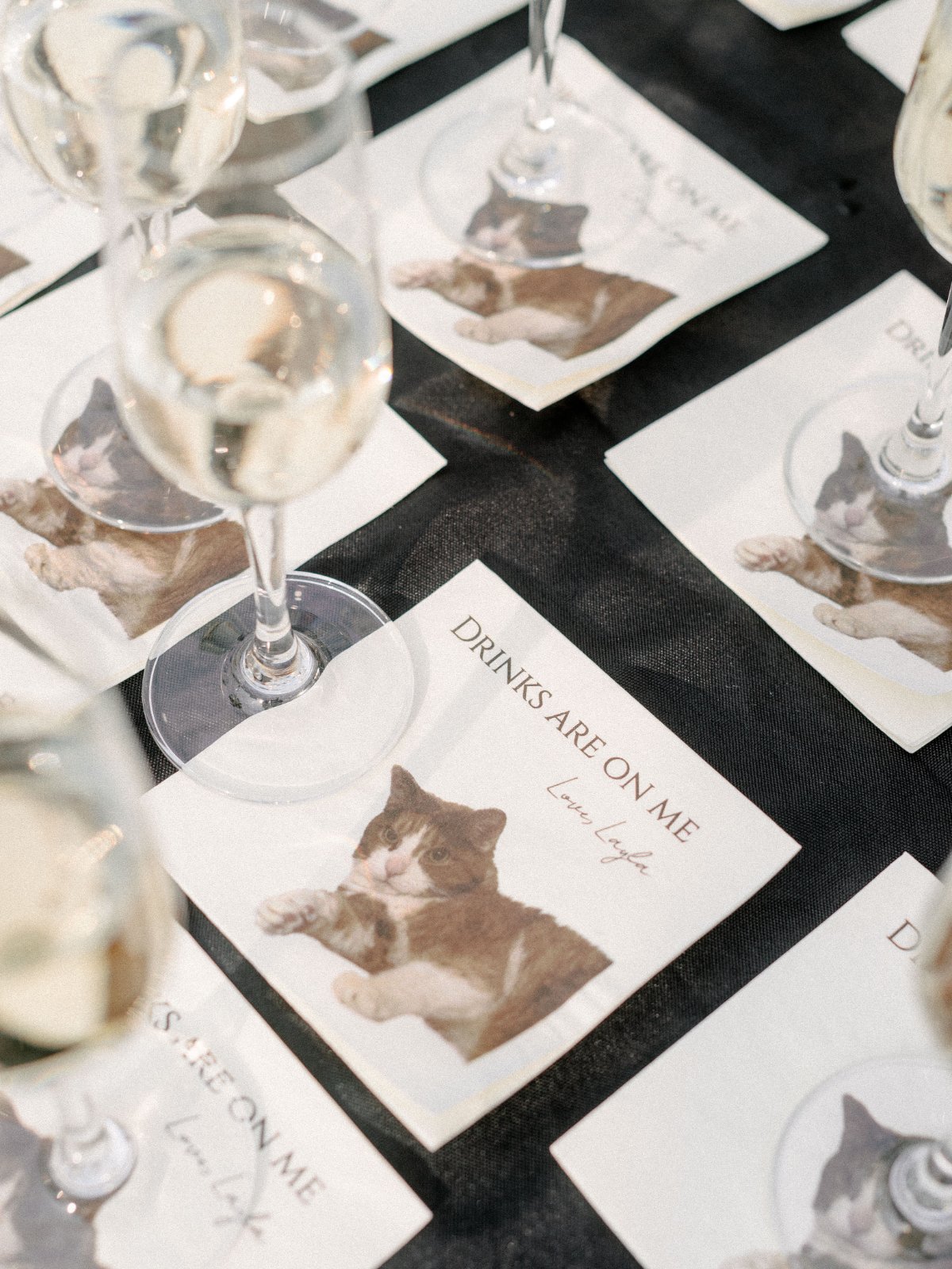  Custom cocktail napkins with a beloved pet’s photo—adorable, personal details like this shine at a  luxurious small intimate wedding .   