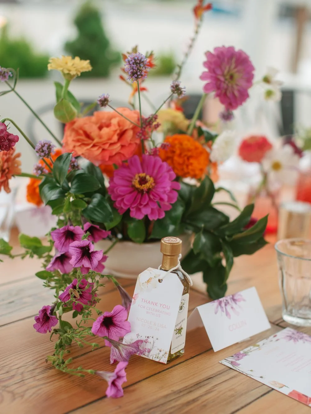  LGBTQ wedding photographer captures wedding reception food with sliders and fresh salad served family style. 