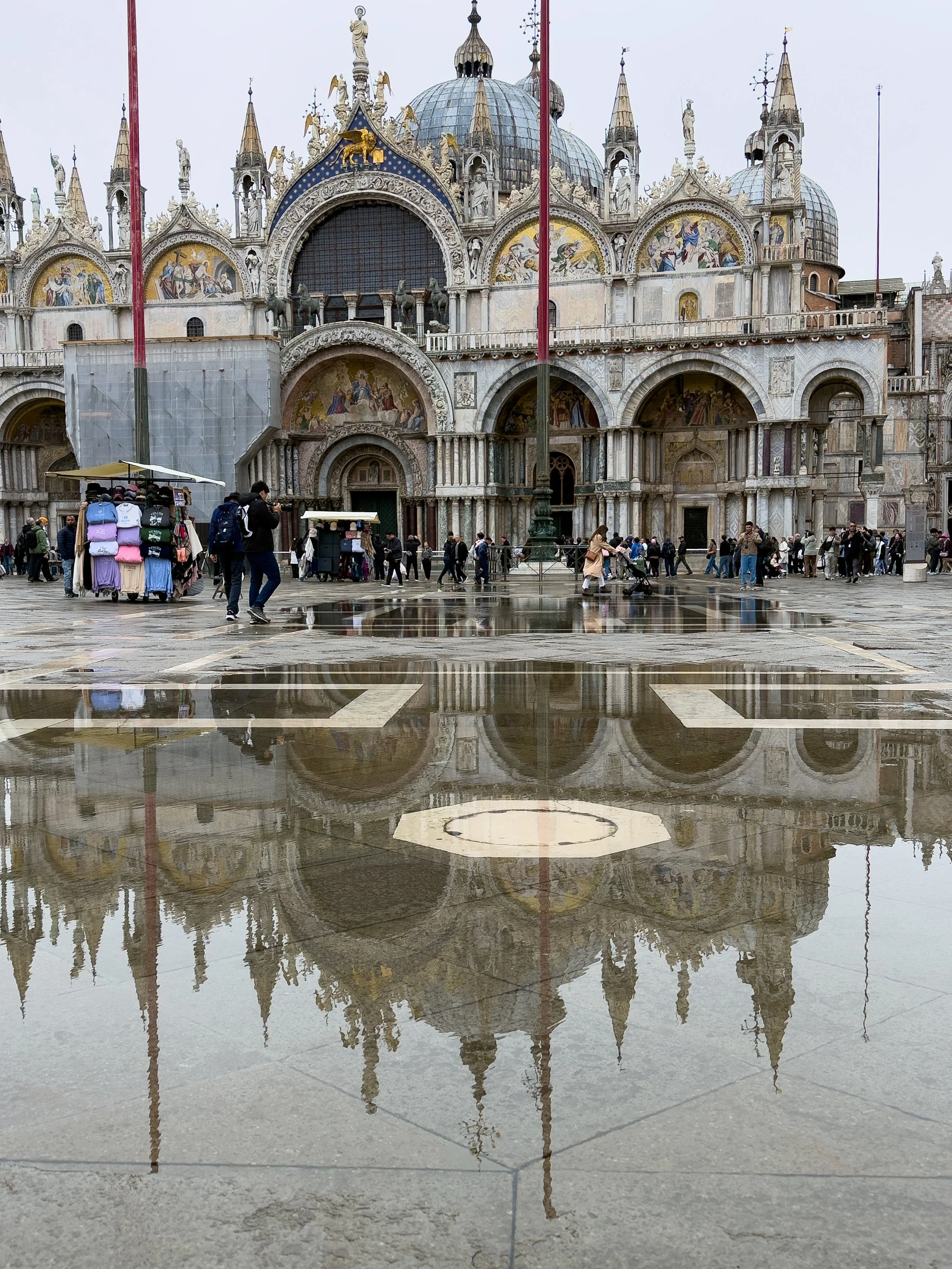 St. Mark's Basilica with reflection created by the night's acqua alta.
