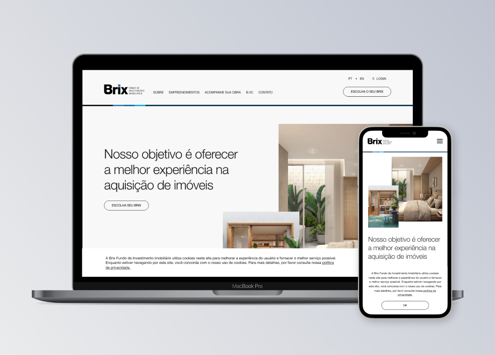 Image showing mockups of the Brix FII home page for desktop and mobile.