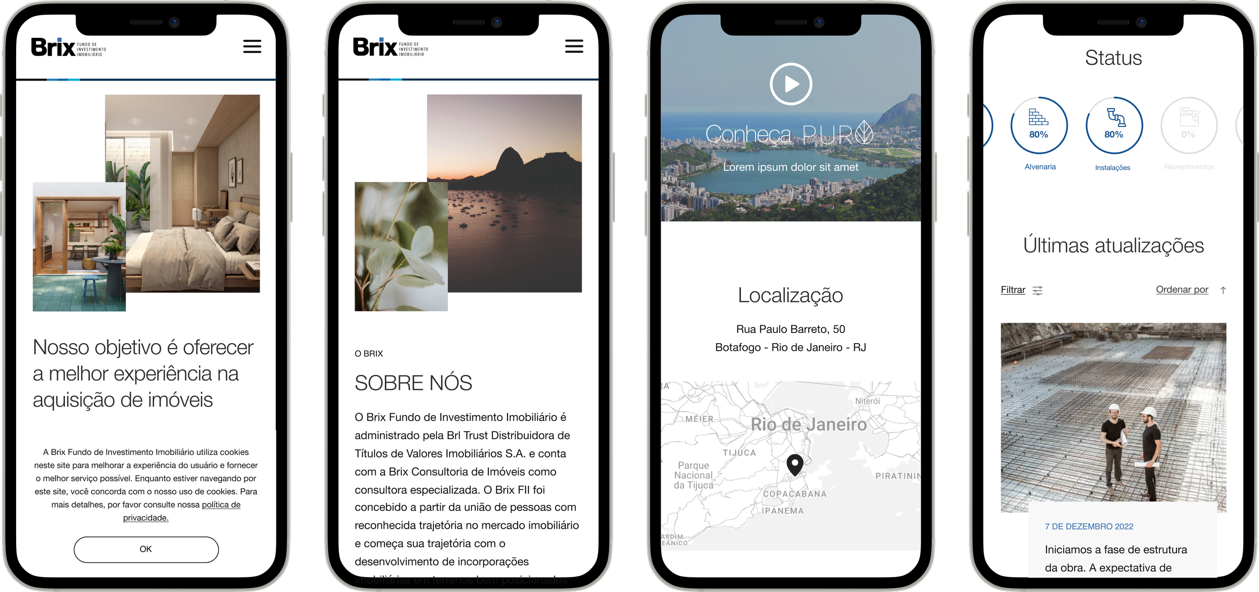 Mobile phones show some versions of Brix's website for smartphone