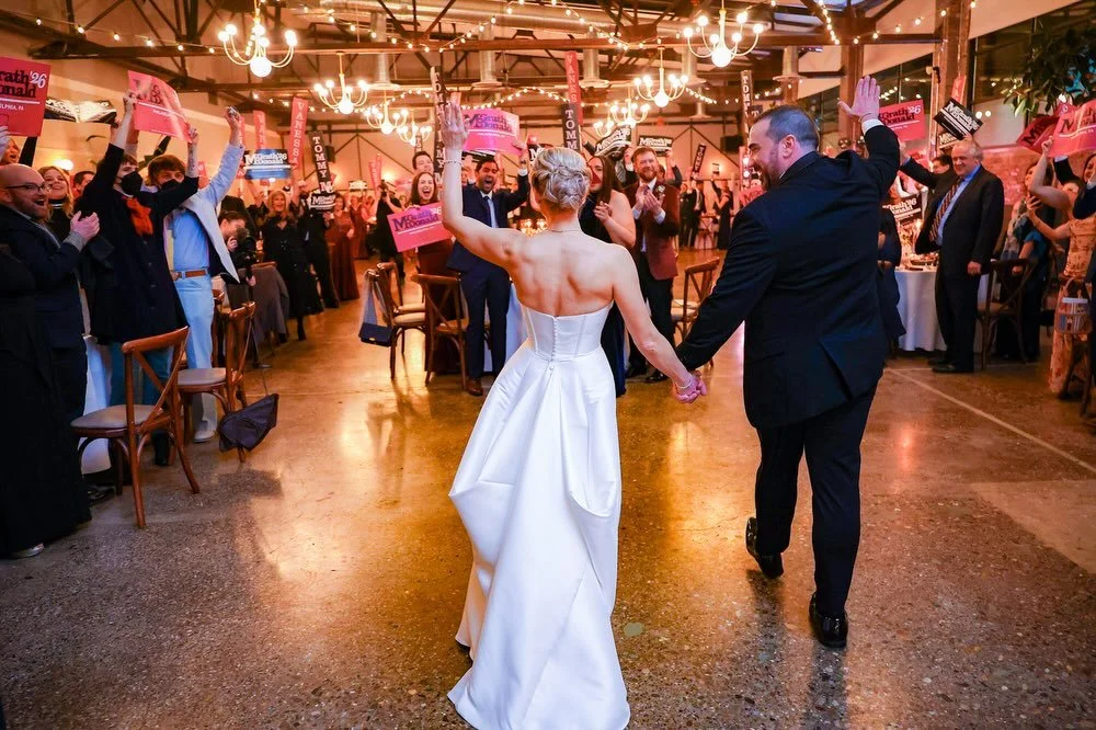 Love and Politics were in the air this Valentine&rsquo;s Day for Tommy and Vanessa&rsquo;s mid-size rally at @lilahevents in Fishtown. ❤️🩷

From the campaign buttons and convention signs to the impassioned Keynote Address (&ldquo;the toast&rdquo;) g