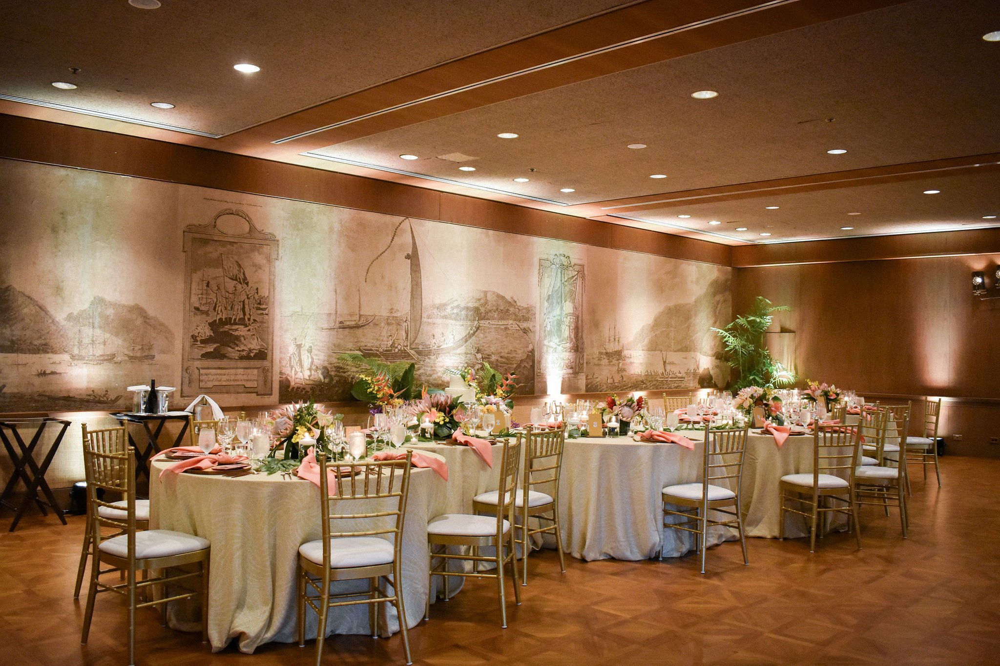 Wedding reception venue at Halekulani Hotel in Oahu