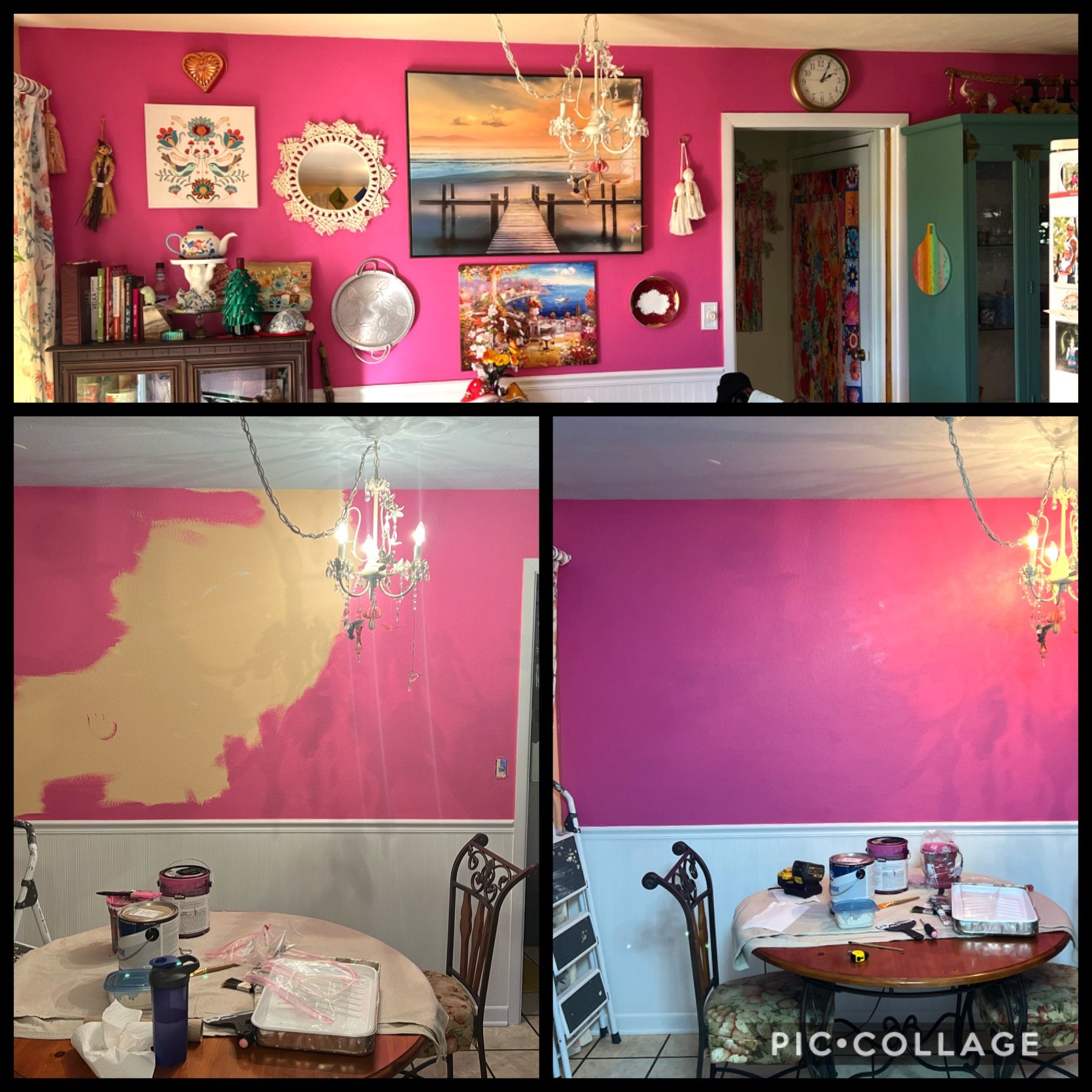 peach wall turned fuchsia 