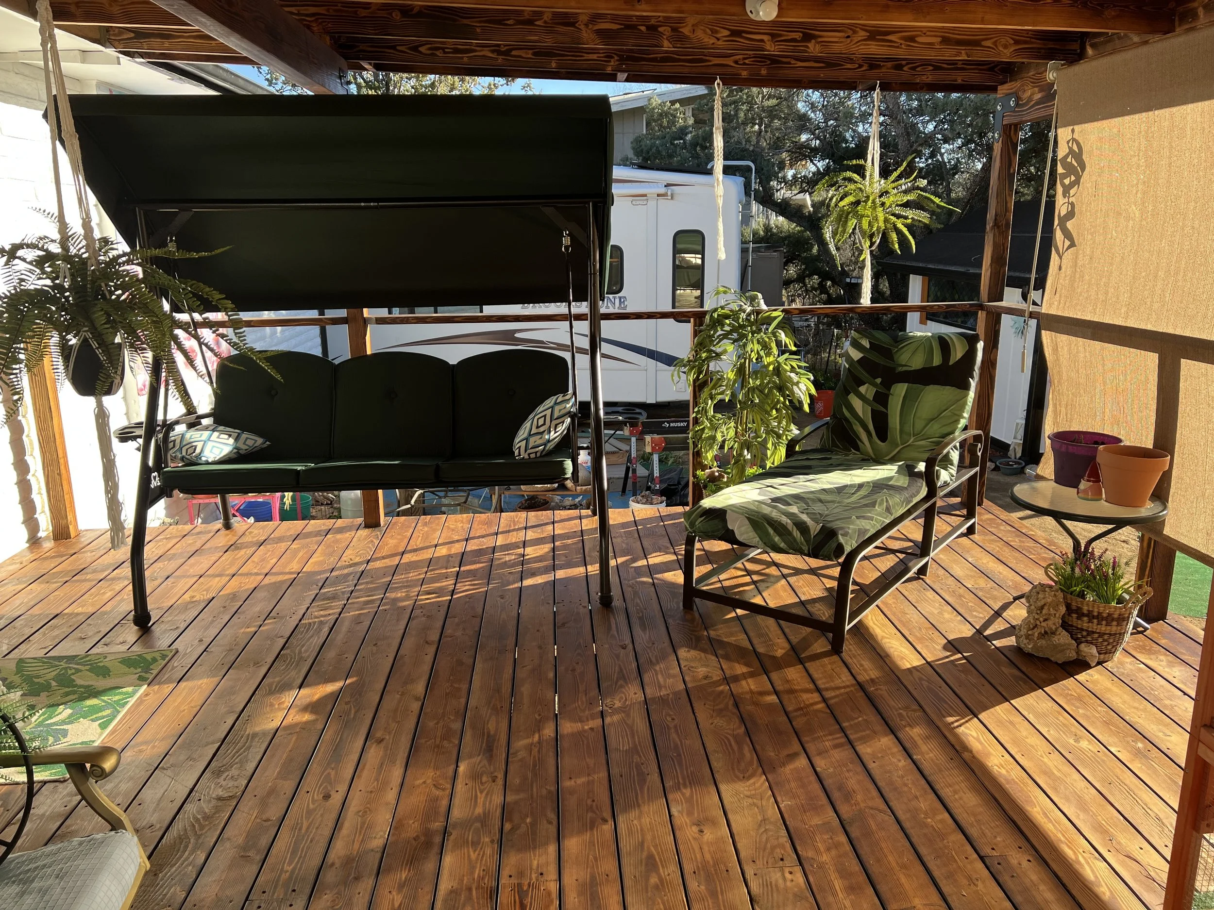 golden oak stain on new deck