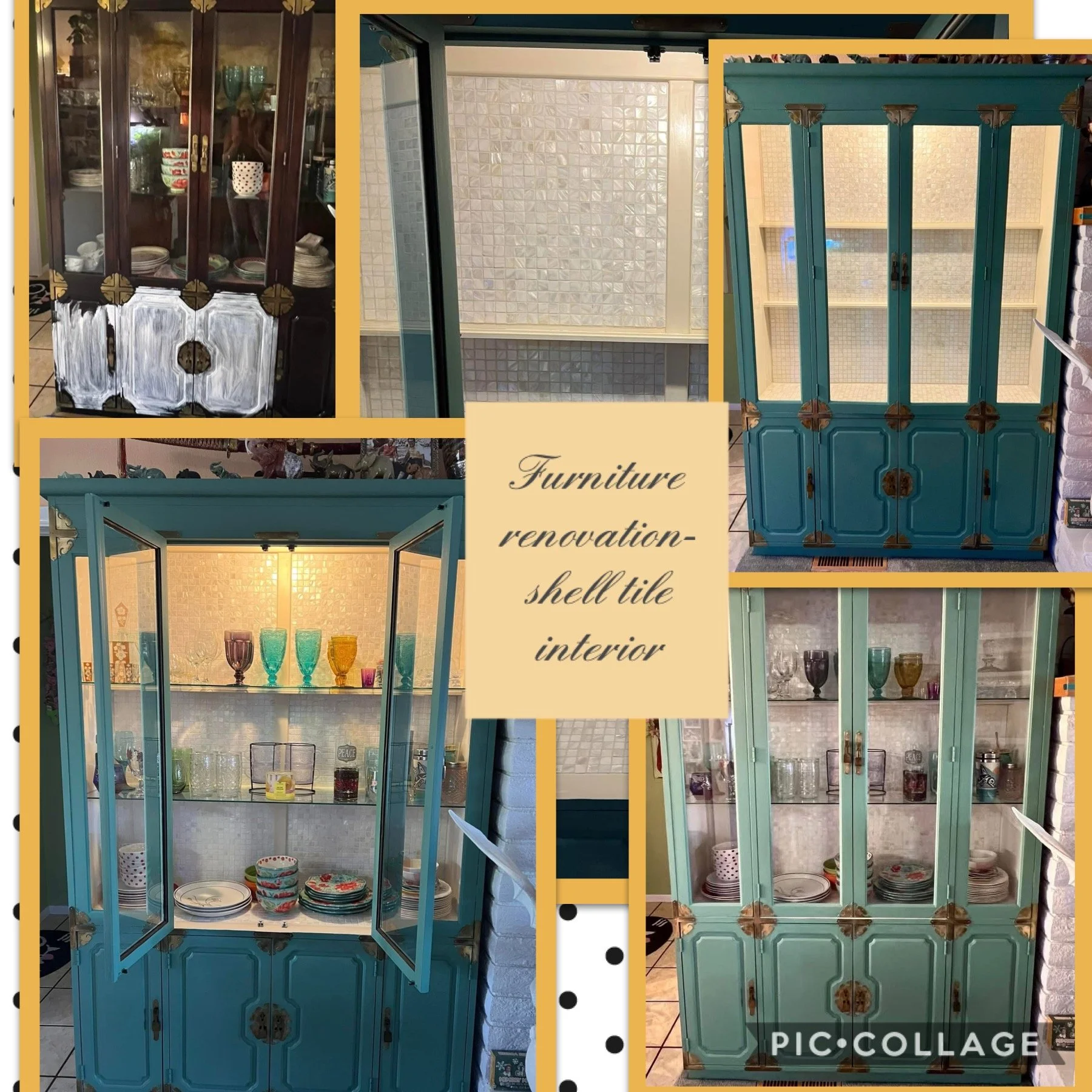 hutch renovation with sea shell tile interior