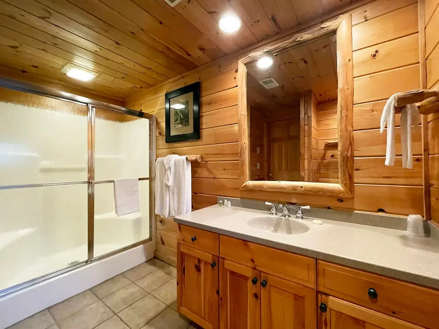 Hemlock Cabin #63 – Main Bathroom with Shower (Main Floor)