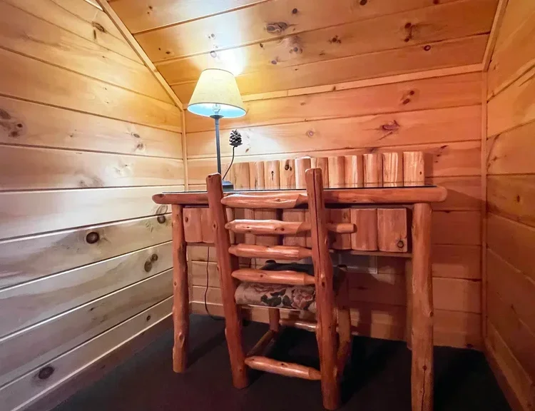 Hemlock Cabin #62 – Workspace Desk &amp; Lamp