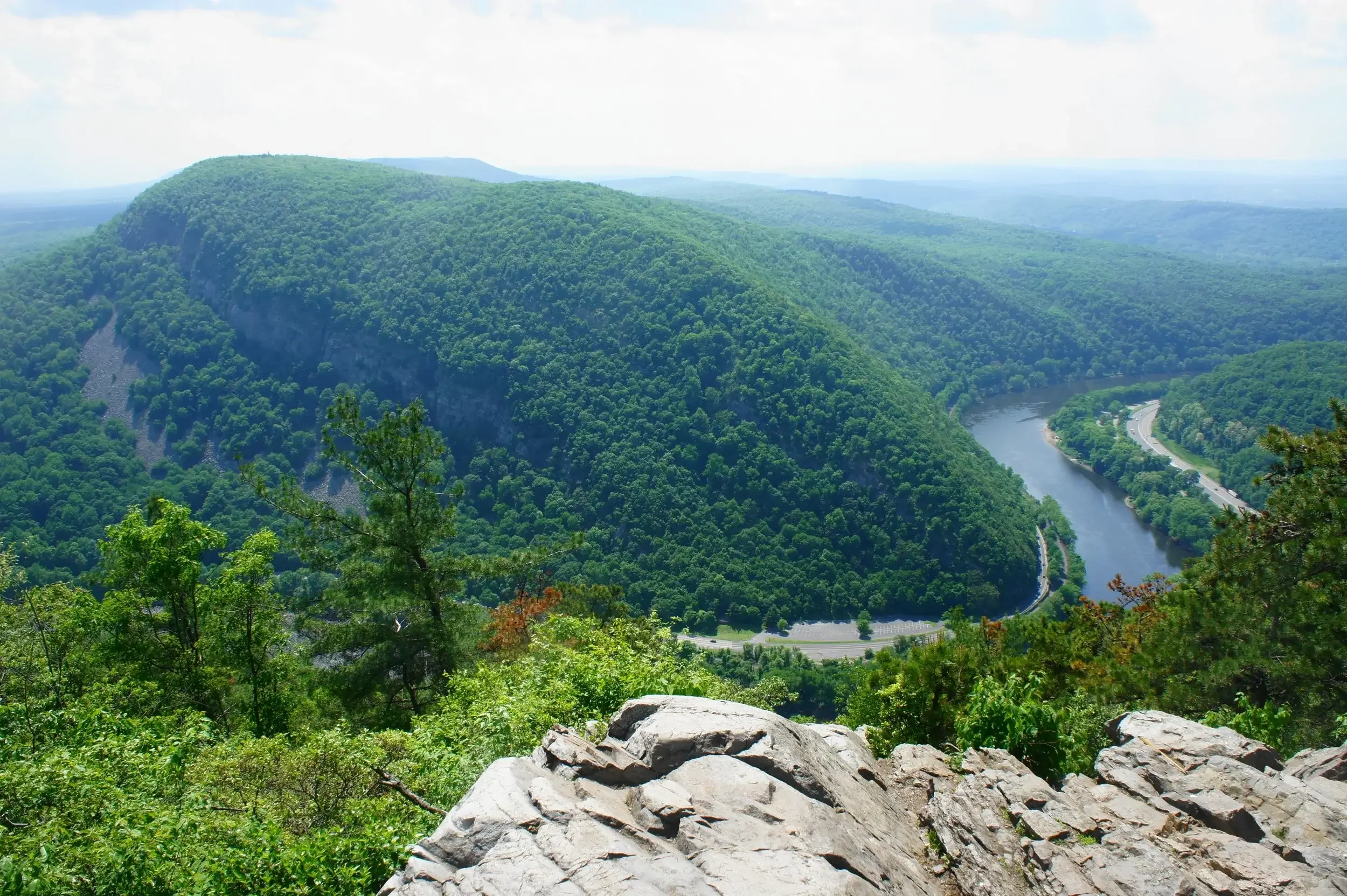 Scenic overlook of the Delaware Water Gap in the Pocono Mountains