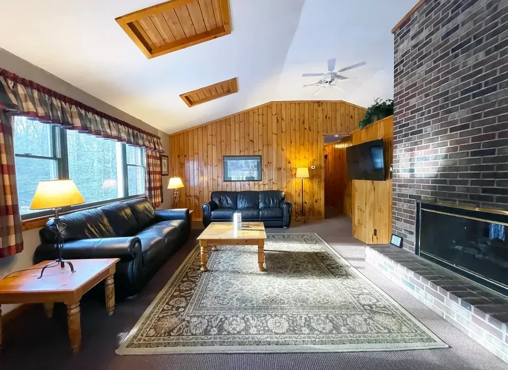 Lakeview Cottage #42 – Living Room with Fireplace