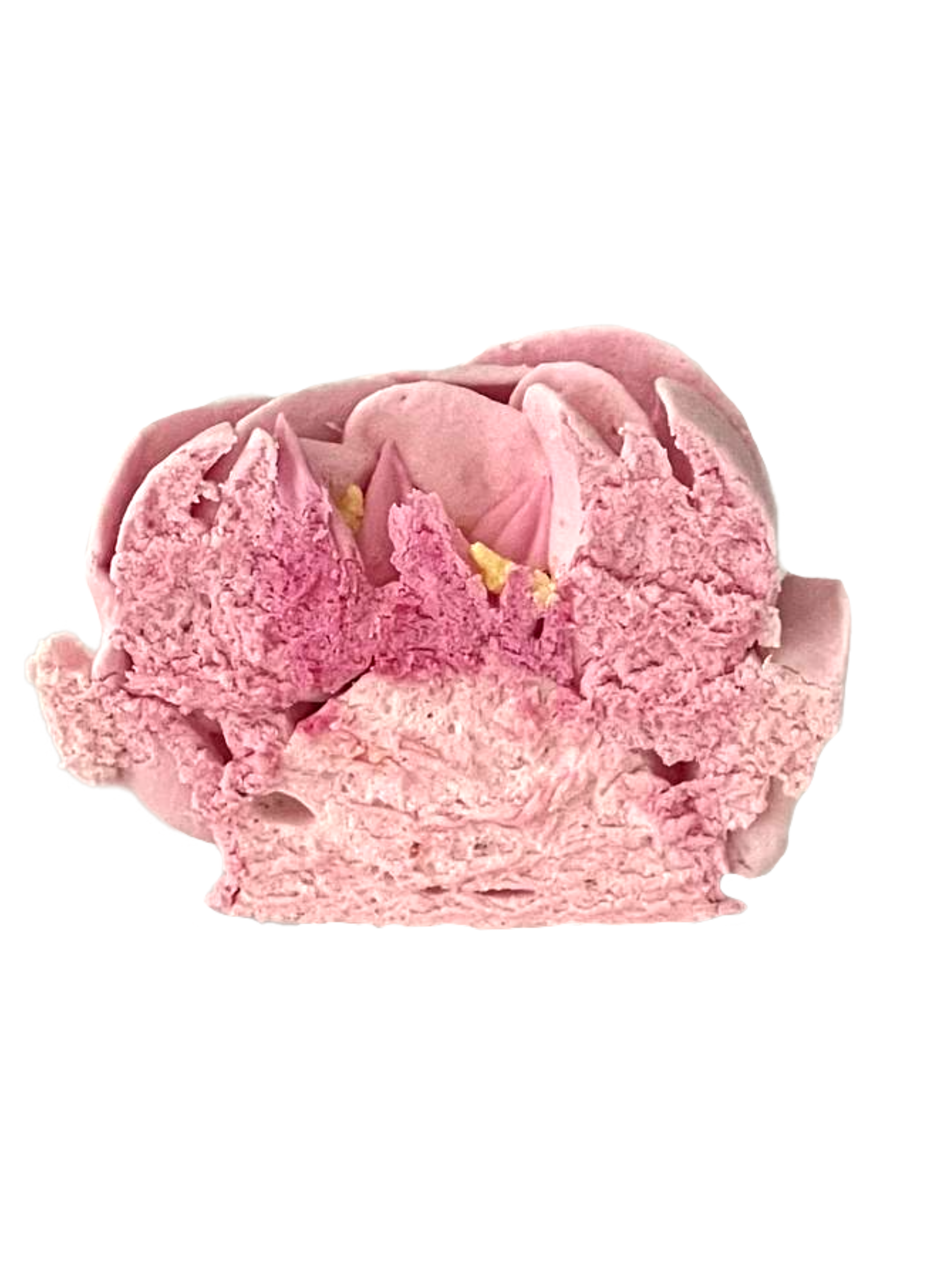 Scoop of pink strawberry ice cream with a creamy texture.