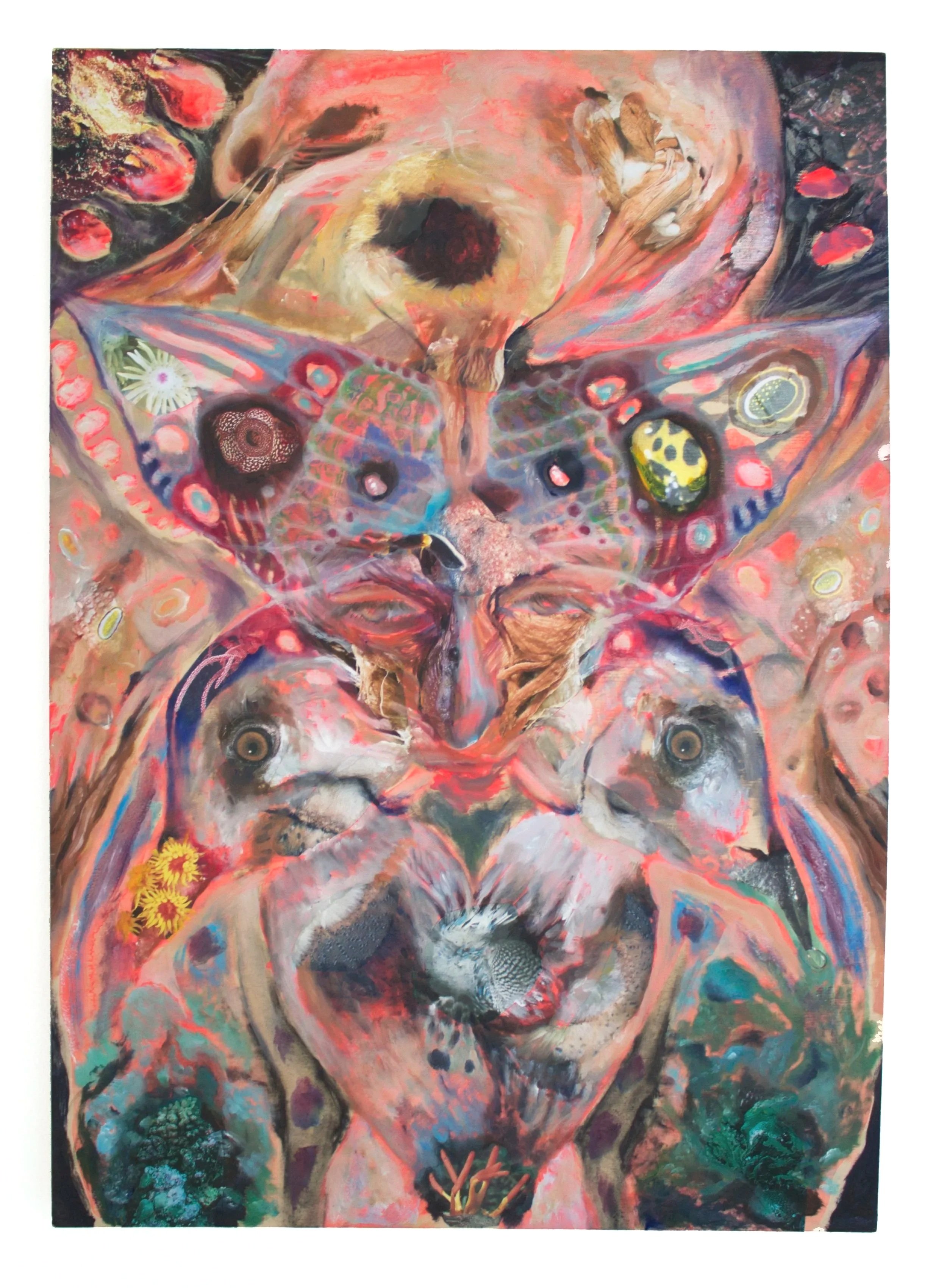 Oil and collage on wood, 42 x 60 cm