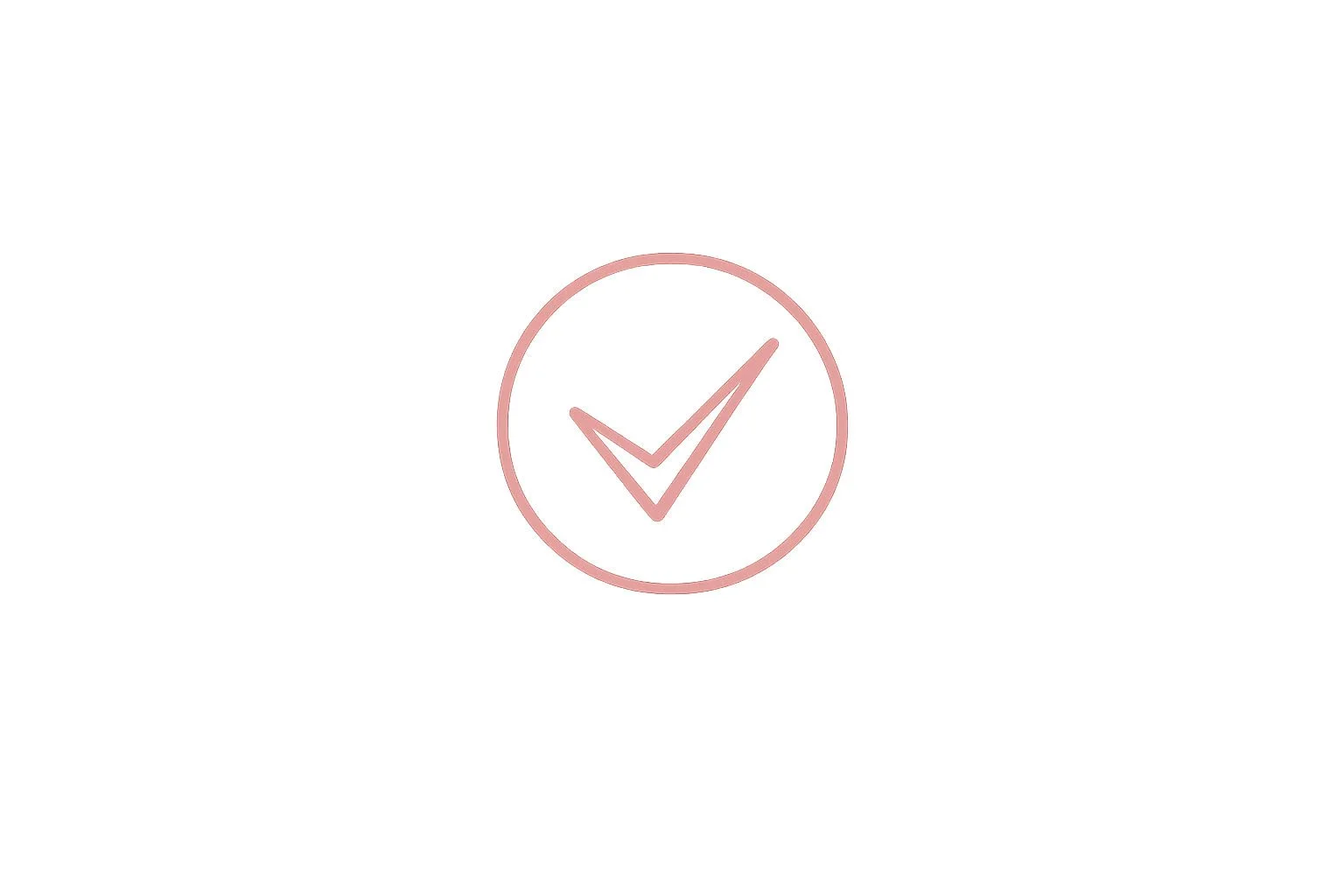 Pink checkmark inside a circle on a white background